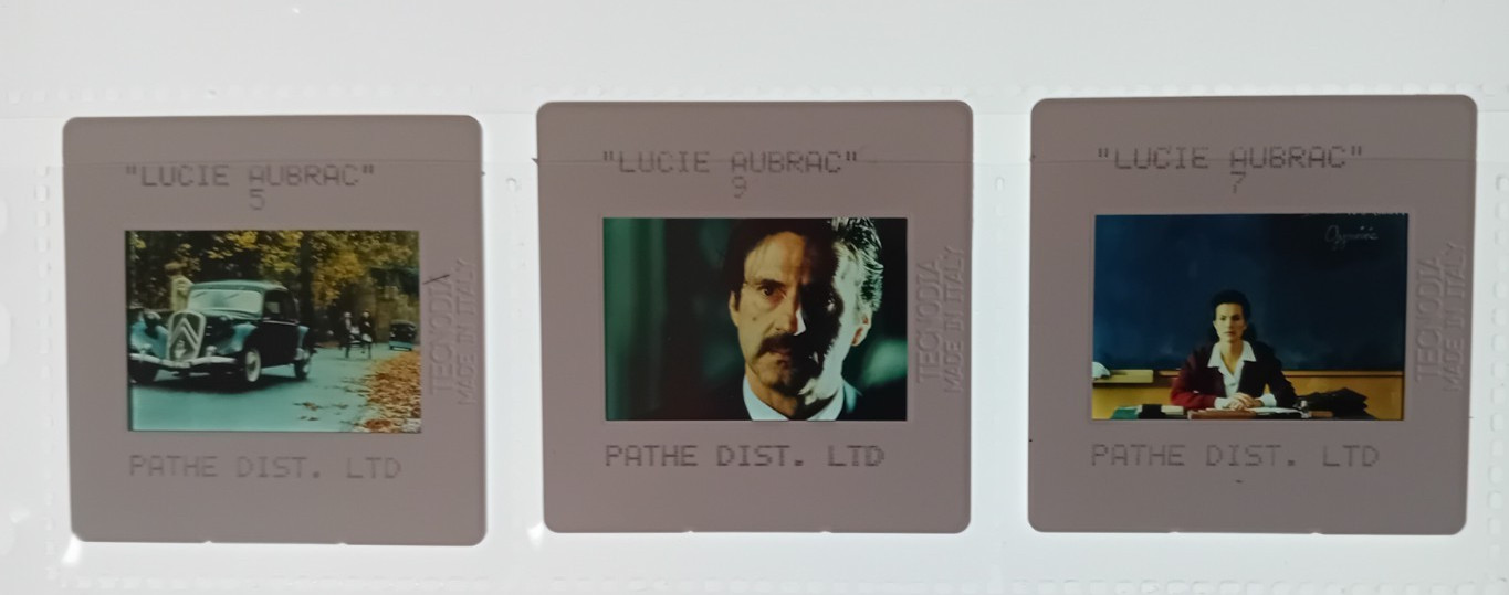 LOT OF 2 ORIGINAL PRESS PHOTOS + 3 35mm SLIDES & PRODUCTION NOTES LUCIE AUBRAC