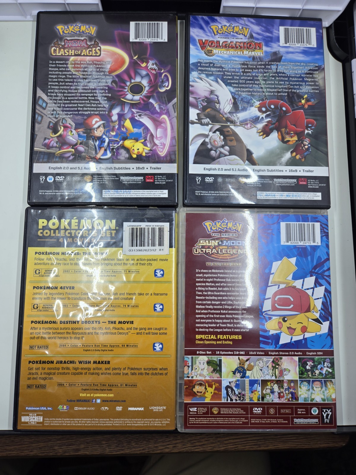 (7) Pokemon DVD Lot – Sun & Moon, Volcanion, Clash Of Ages, Heros, 4 Ever + More