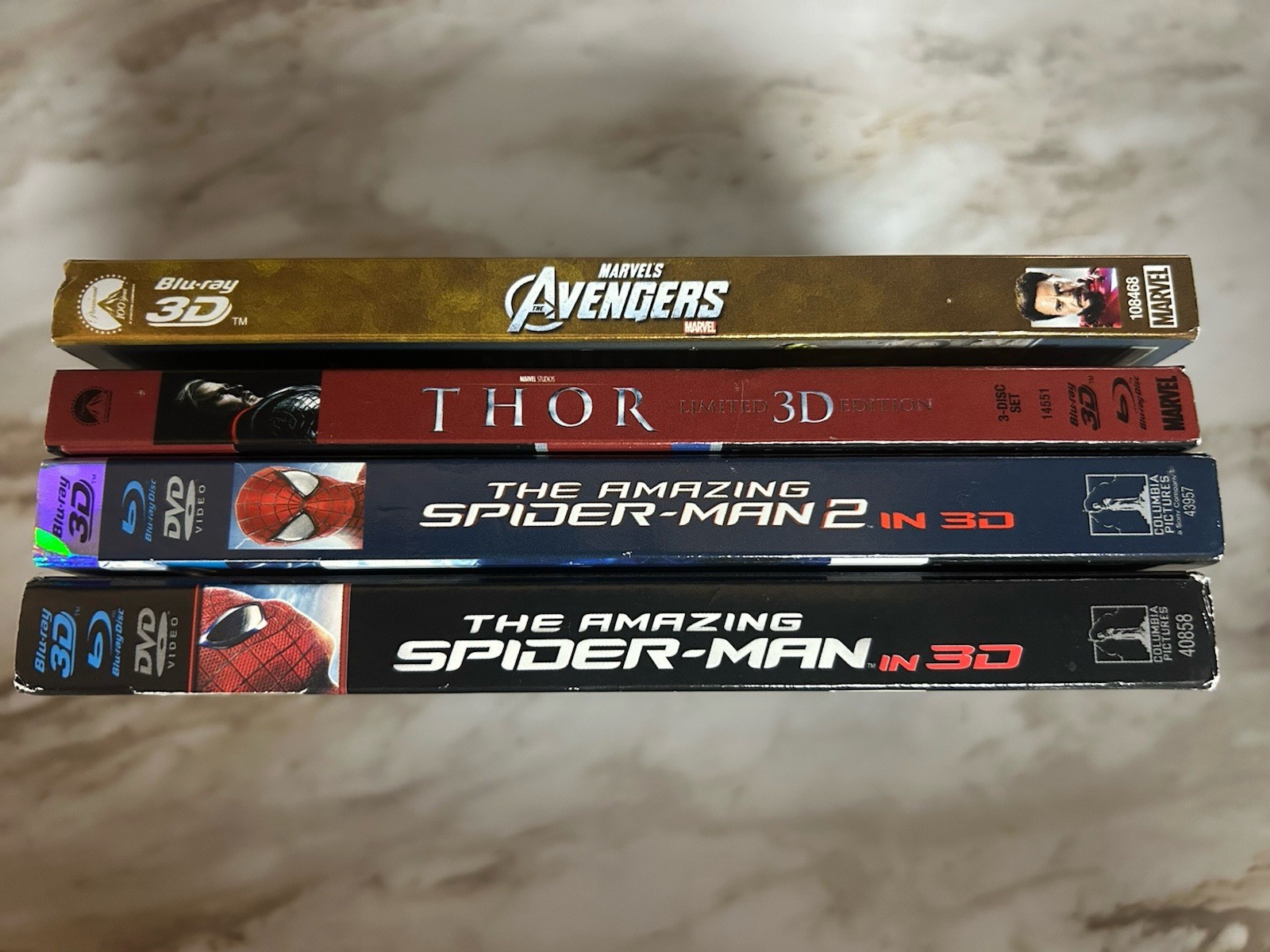 LOT of 4 3D Blu-ray Movies – Avengers , Thor Spiderman Free Shipping