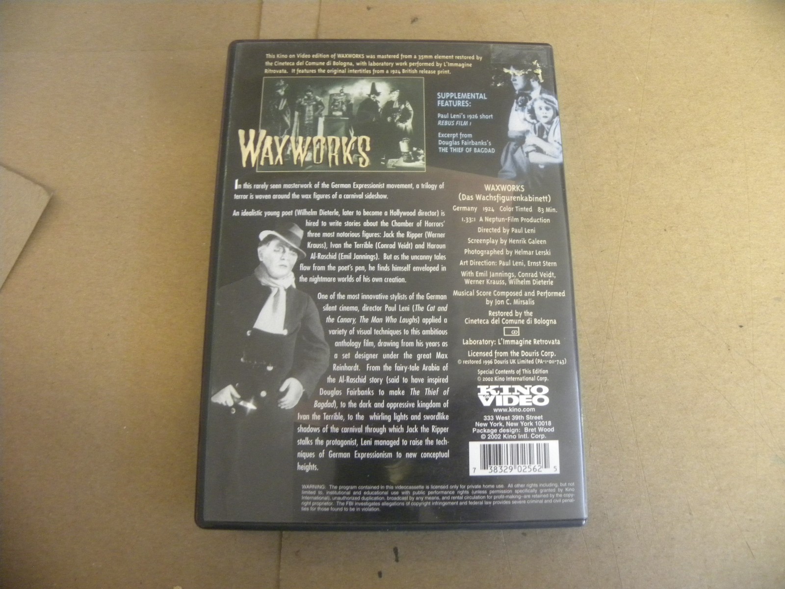 Kino 2002 Emil Jannings Conrad Veidt WAXWORKS DVD 1924 Horror Classic NM qq