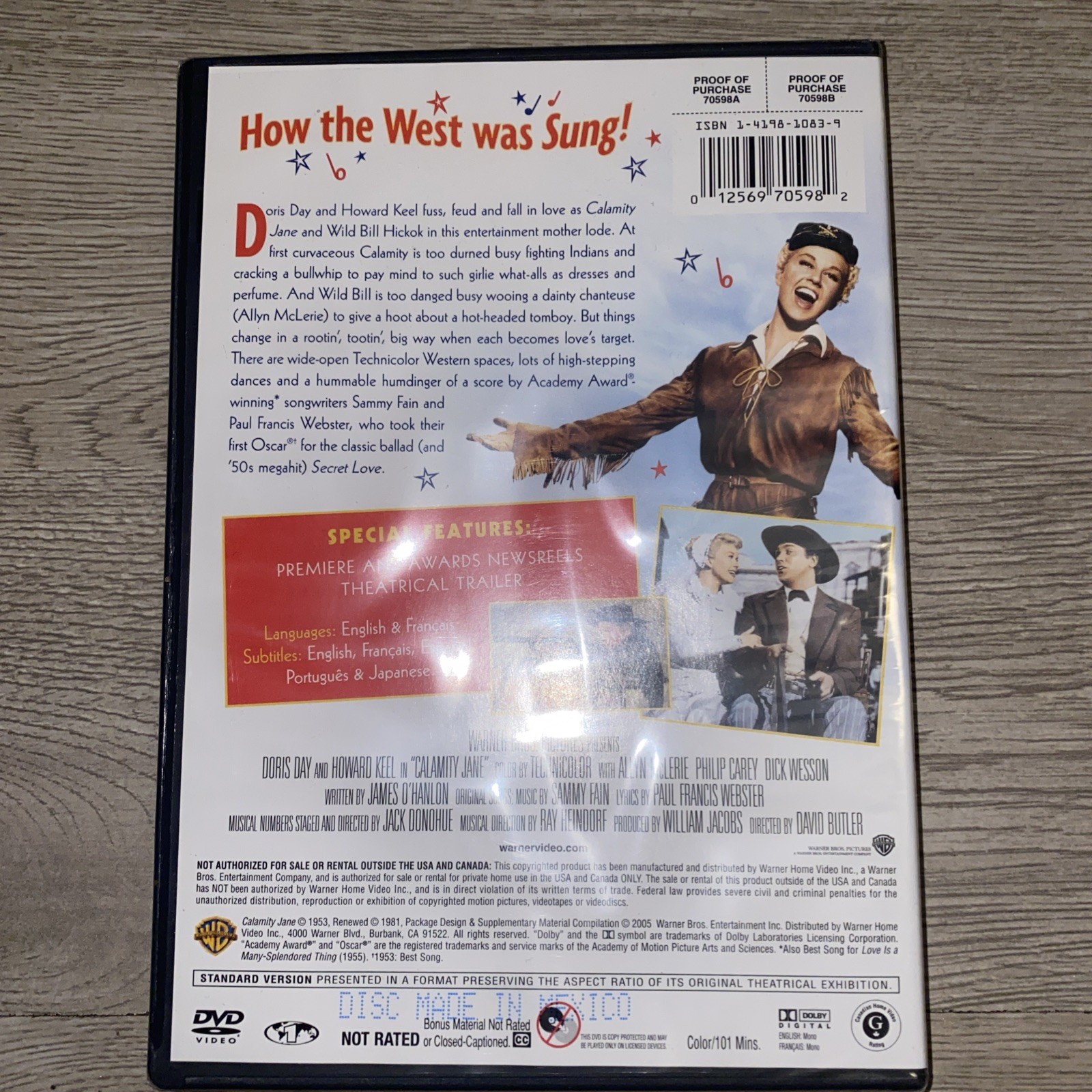 NEW Calamity Jane DVD 1953 Doris Day Howard Keel Musical
