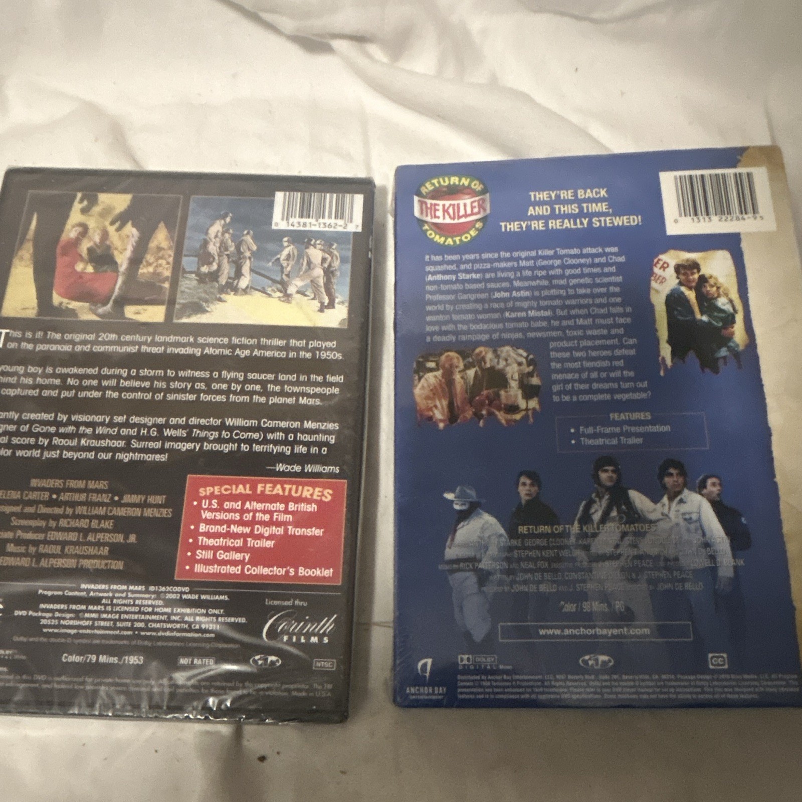 Anchor Bay Invaders from Mars 50th Anniv Special Ed DVD + Killer Tomatoes sealed