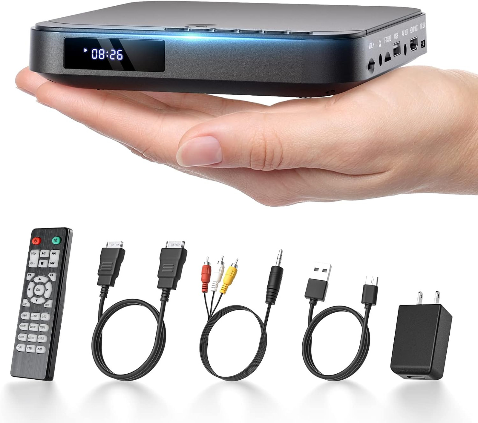 Mini DVD Player HDMI 1080P HD Compact All Region Free DVD CD USB TF Support