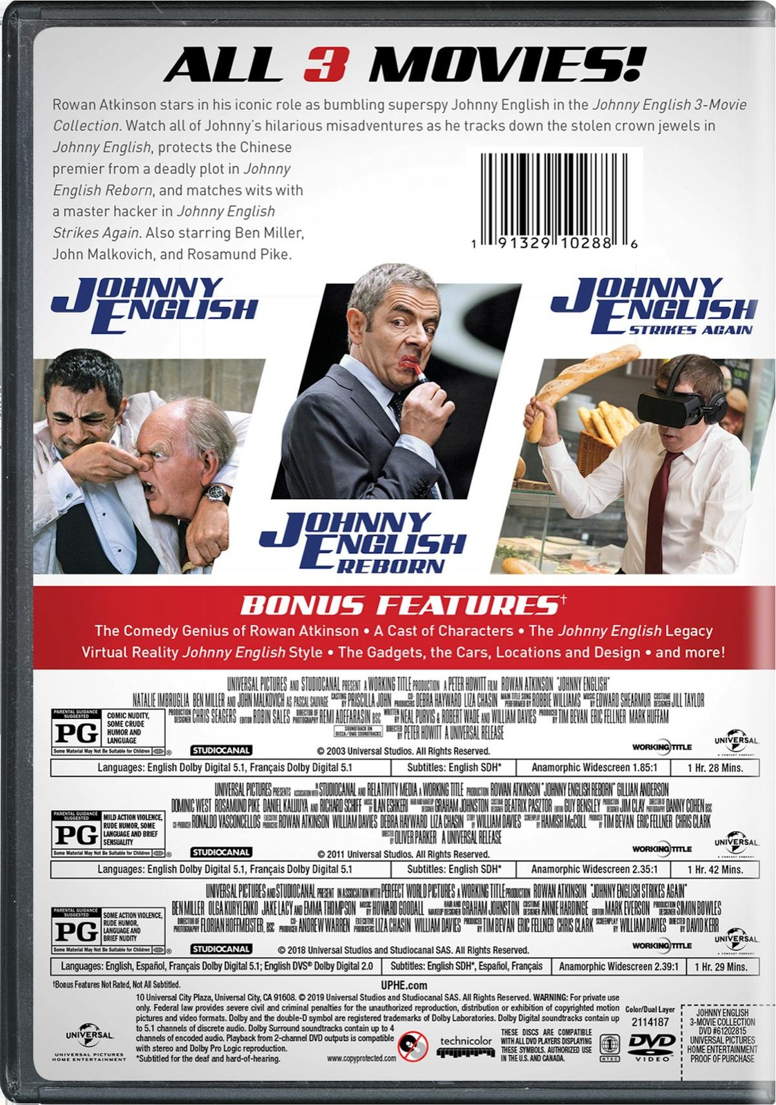 Johnny English 3-movie Collection DVD Rowan Atkinson NEW