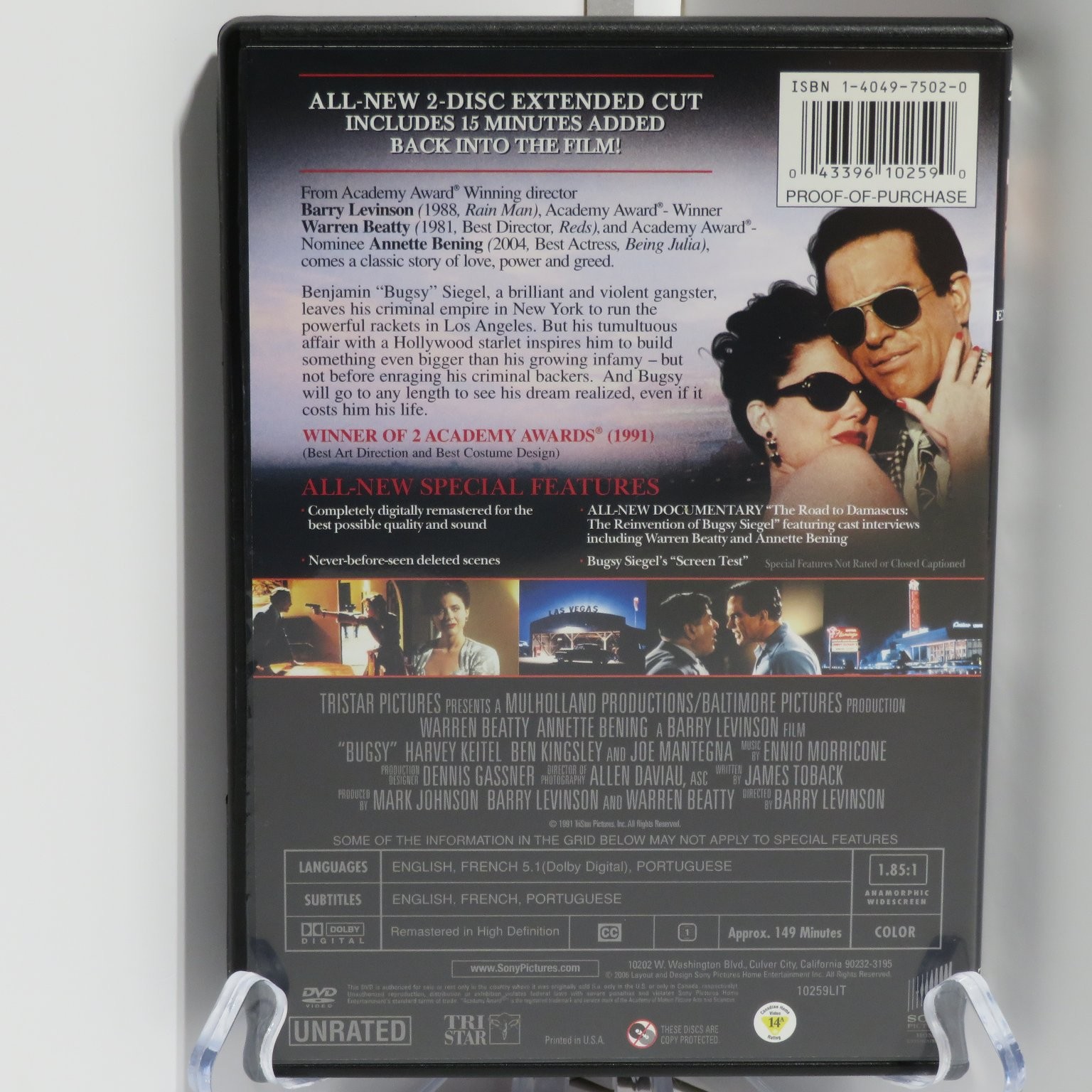 Bugsy DVD 1991 Extended Cut Warren Beatty Annette Bening Barry Levinson Film