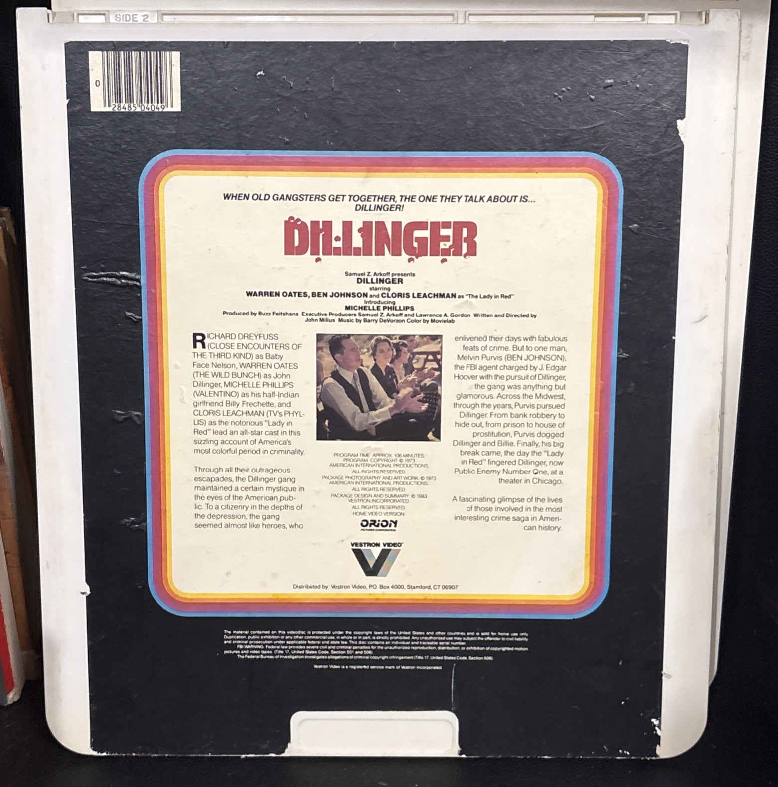 DILLINGER CED Vestron Video W. Oates, B. Johnson, C. Leachman 1983 Vintage RARE