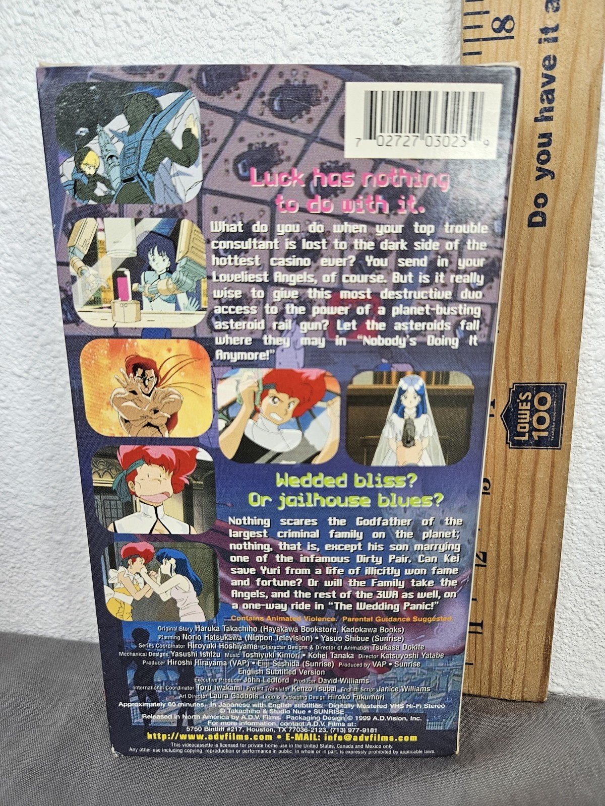 VHS Anime Tape Original Dirty Pair 3 A.D.V. Films 1999