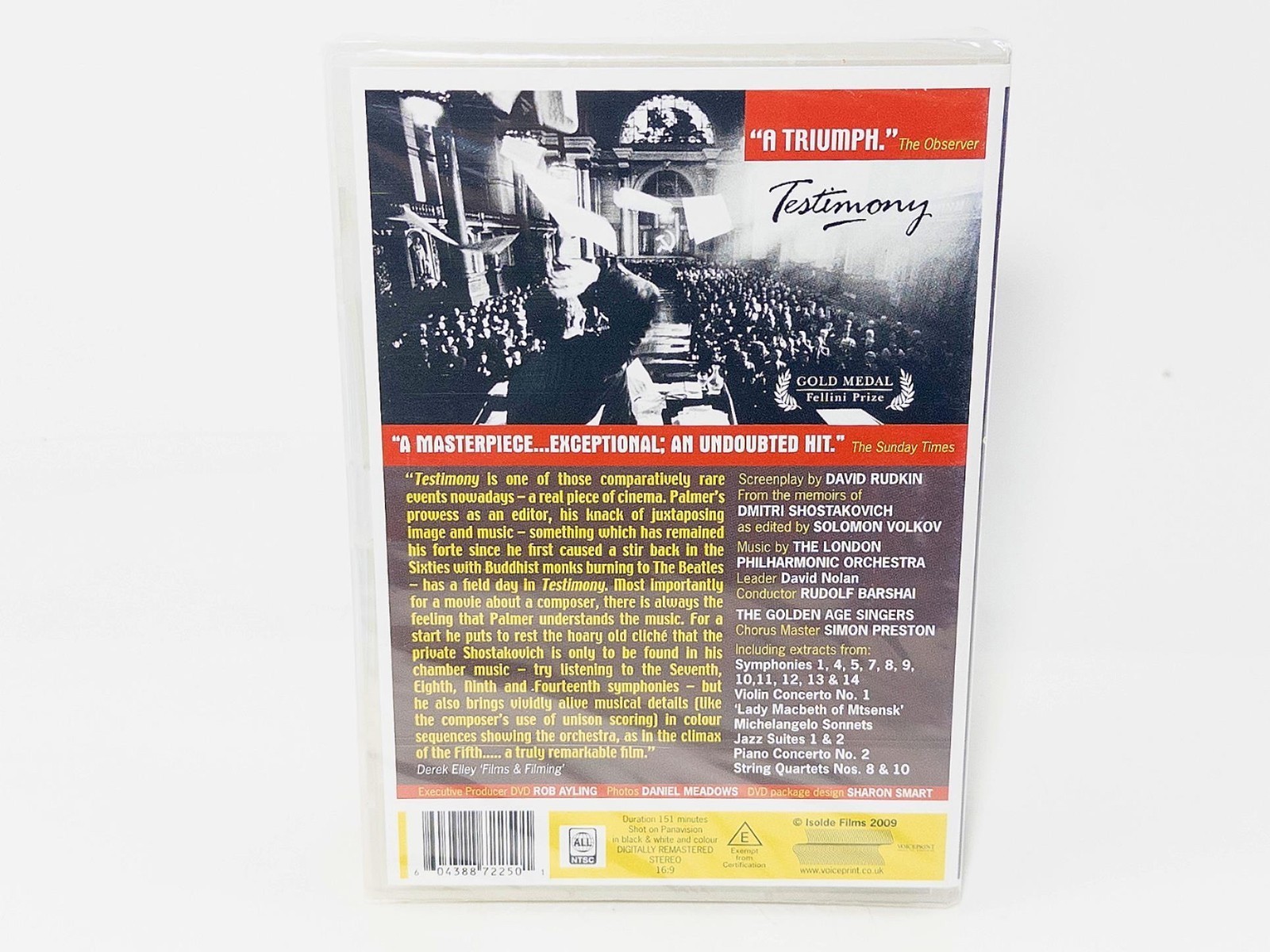 Tony Palmer’s Film Of Testimony DVD, Ben Kingsley As Shostakovich, Sealed, New