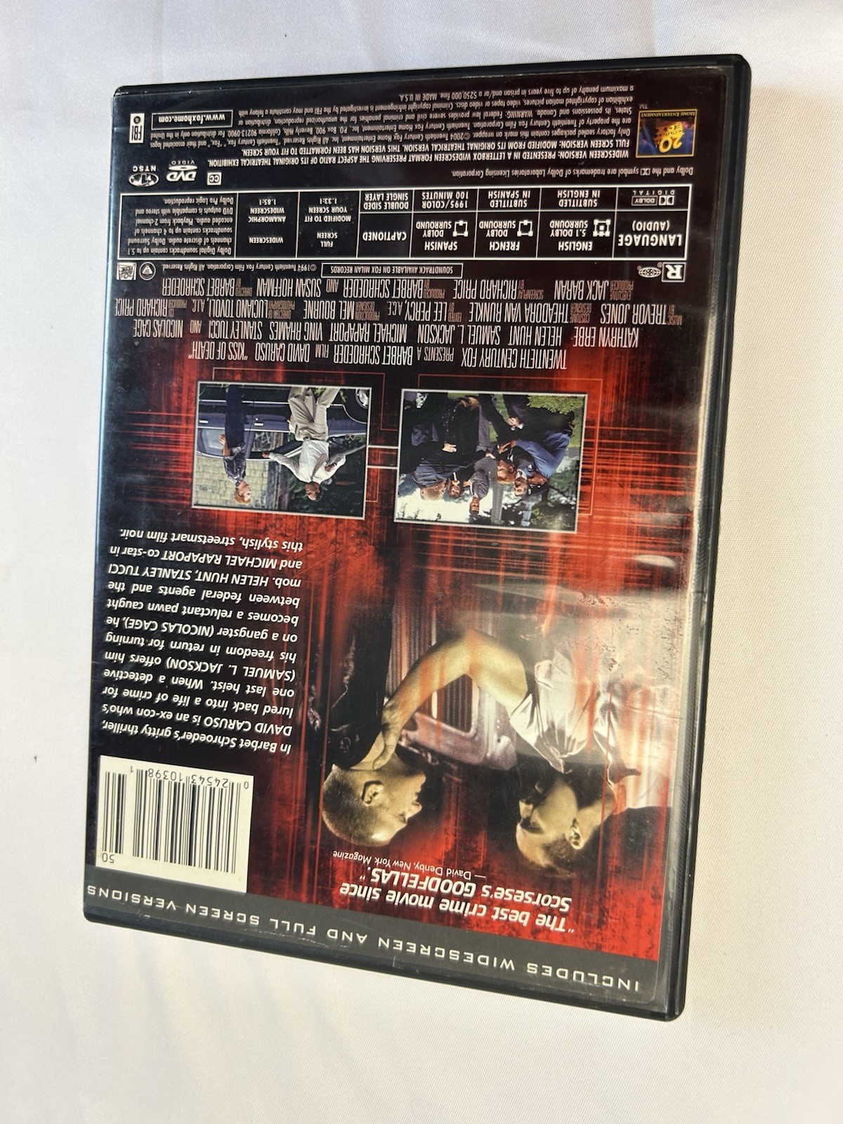 Kiss of Death DVD 1995 David Caruso Nicolas Cage Samuel L Jackson Widescreen