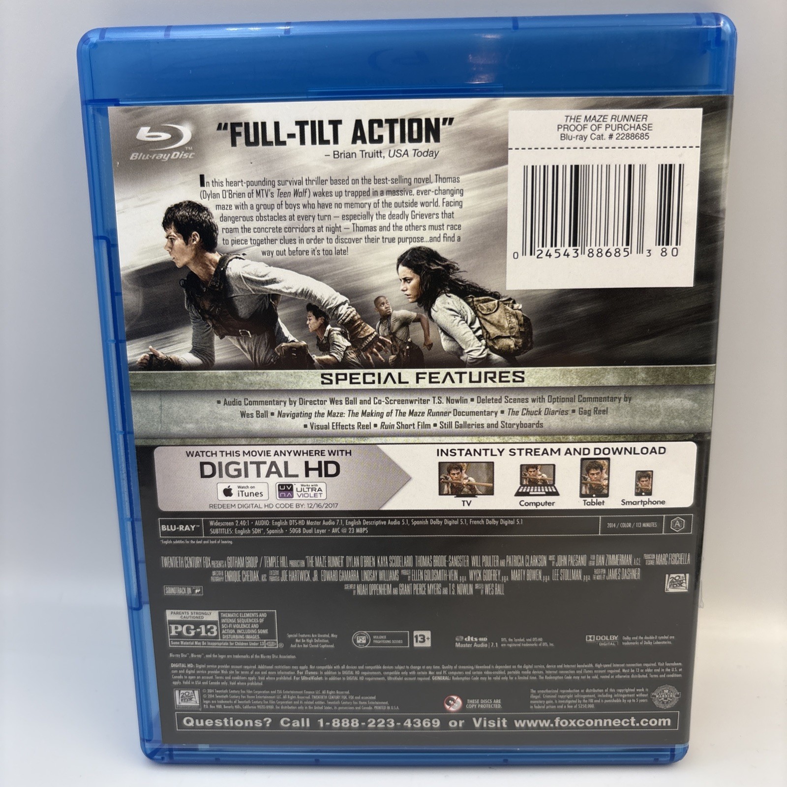 The Maze Runner Blu-ray 2014 Slipcover Comic Book Included Sci-Fi Action VG