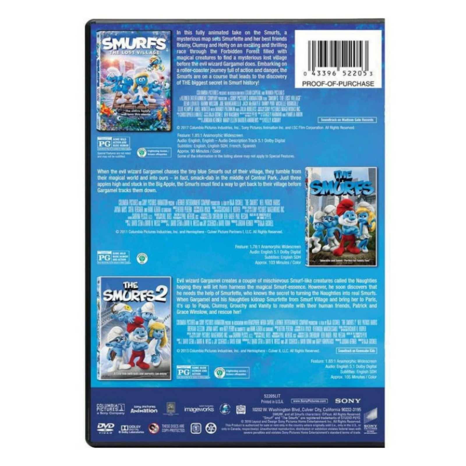 SMURFS: THE LOST VILLAGE | THE SMURFS | THE SMURFS 2 | 3-Movie DVD Collection