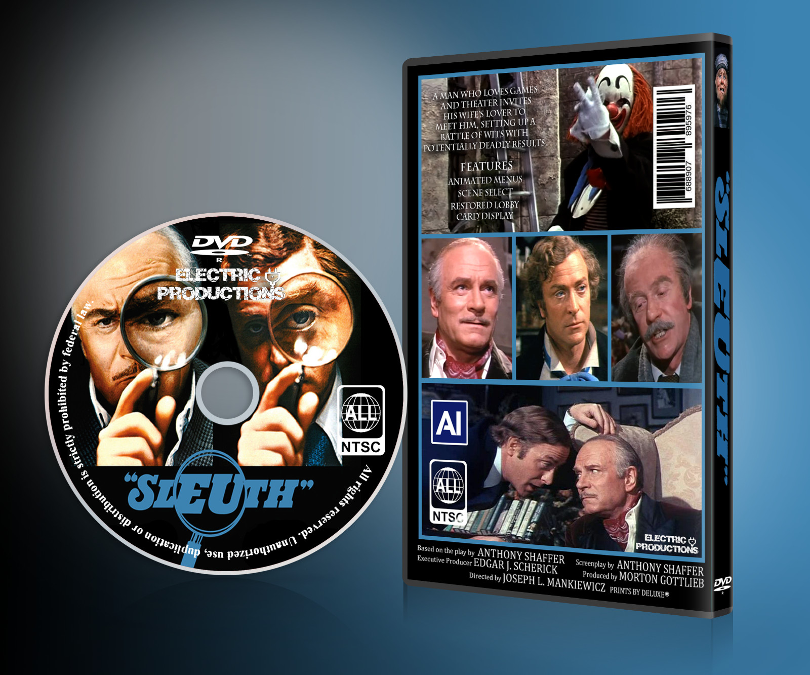SLEUTH 1972 – LAURENCE OLIVIER, MICHAEL CAINE – WIDESCREEN – A I REMASTERED