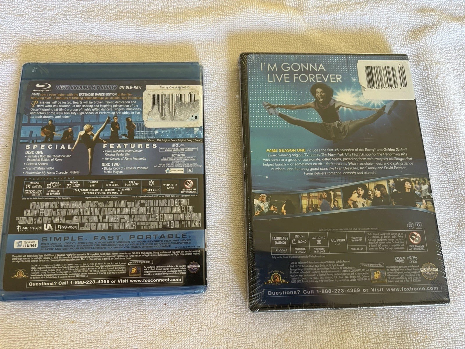 Fame Lot Fame Season One Dvd Full Screen & Fame The Film On Blu-ray Both Sealed