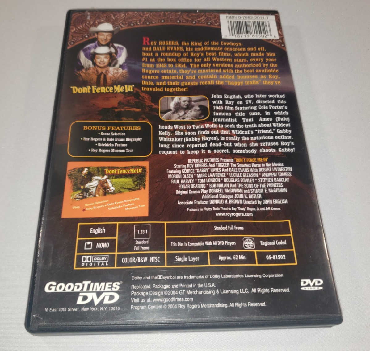 Don’t Fence Me in (2004 DVD, 1945 Film) Roy Rogers DALE EVANS Paul Harvey