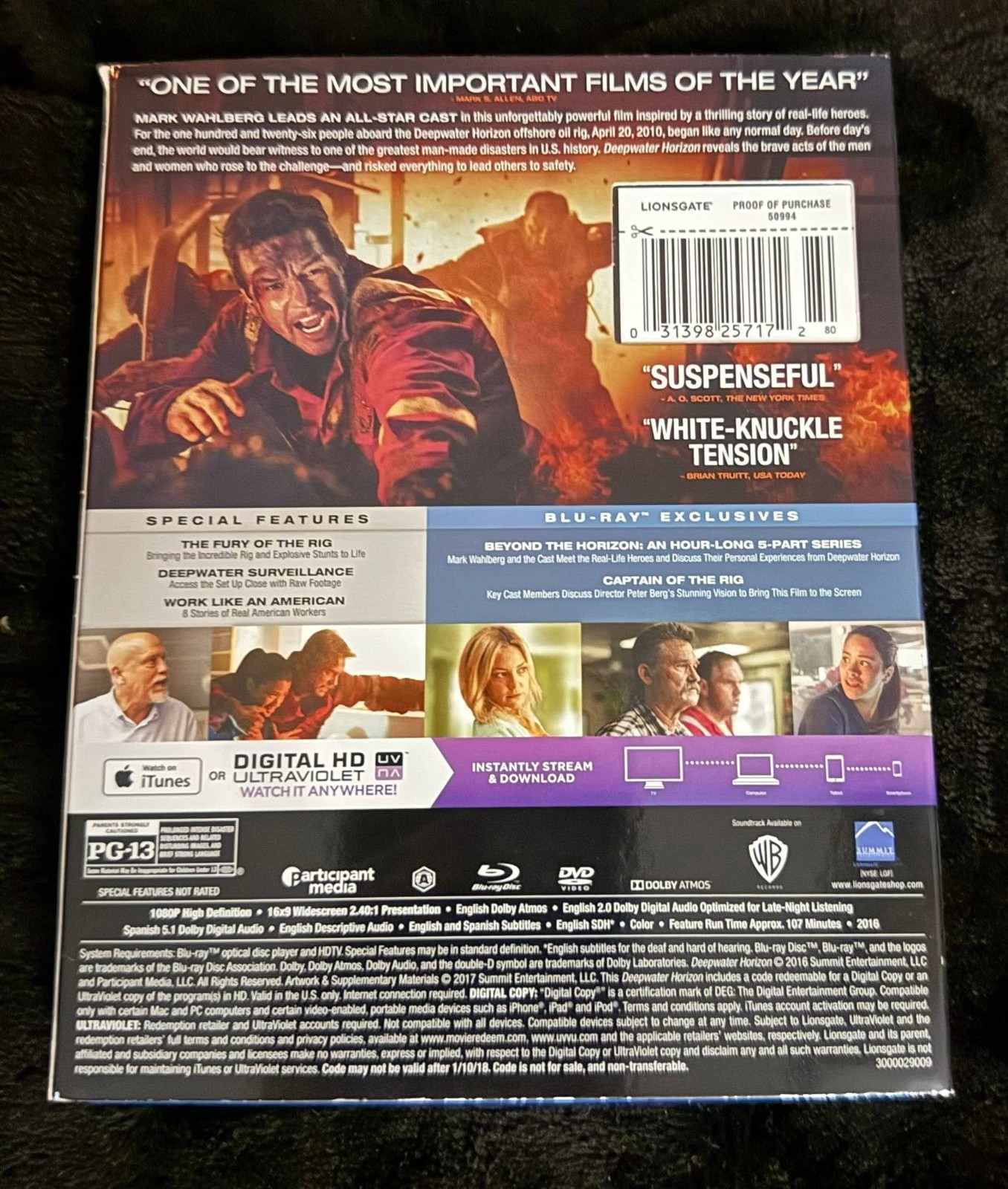 Deepwater Horizon Blu-ray w/ Slipcover Mark Wahlberg Kurt Russell Lionsgate