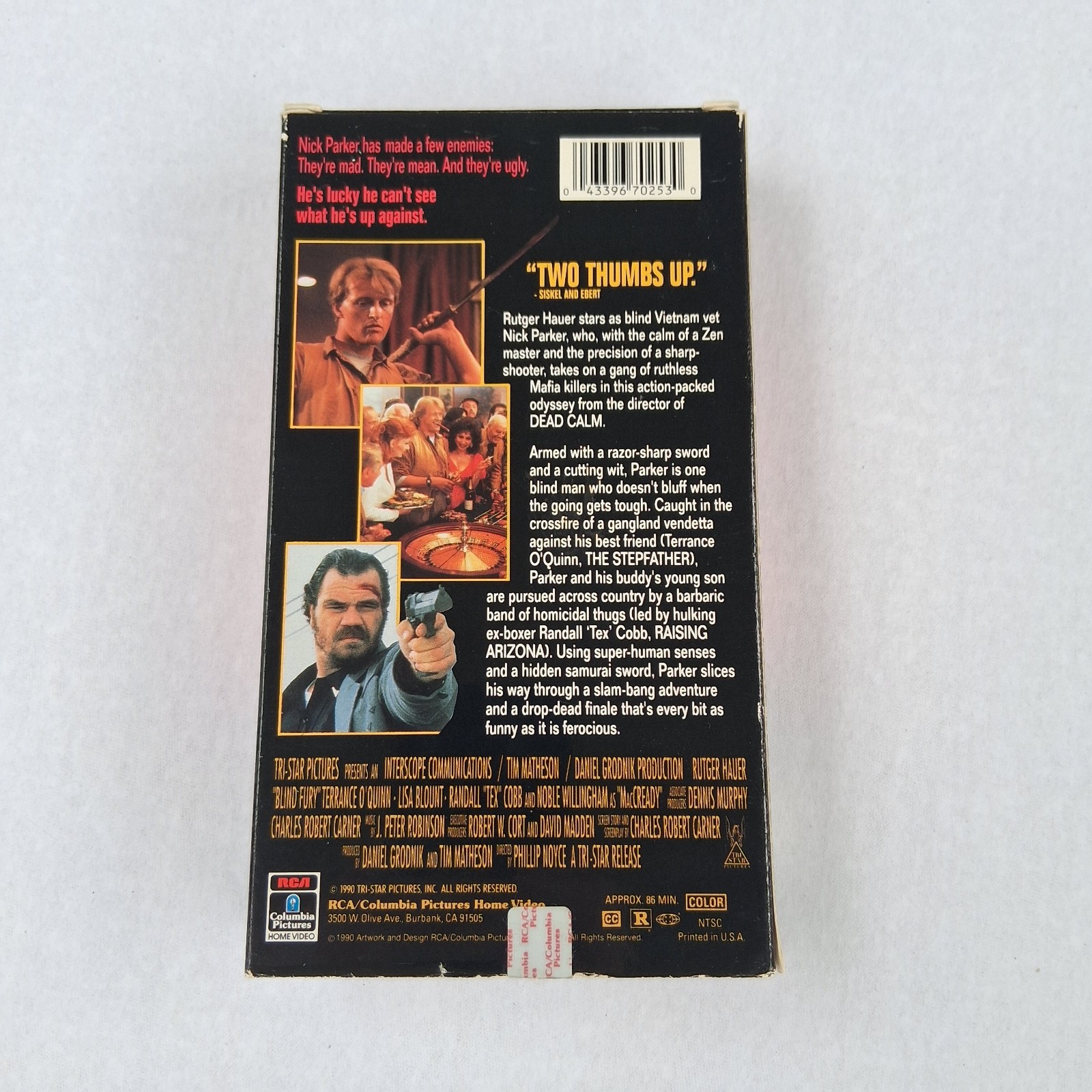 Blind Fury (VHS, 1990) RUTGER HAUER, Action, Blind, Lisa Blount, “TEX” Cobb