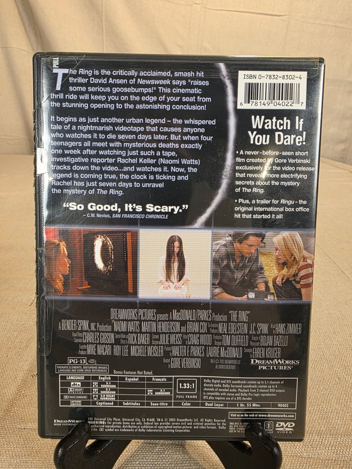 The Ring DVD 2003 Full Screen Horror Thriller Naomi Watts