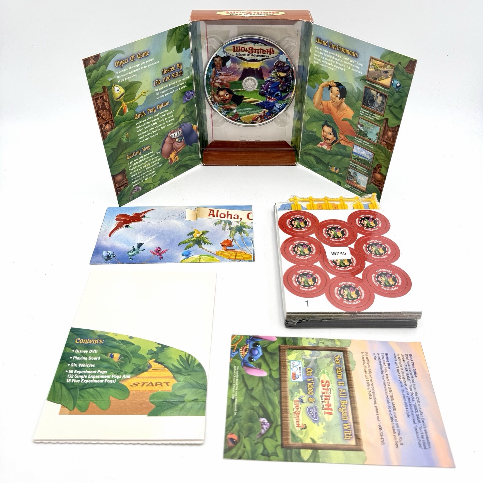 Lilo & Stitch’s Island of Adventures Disney Adventure Game 2003 DVD & Board Game