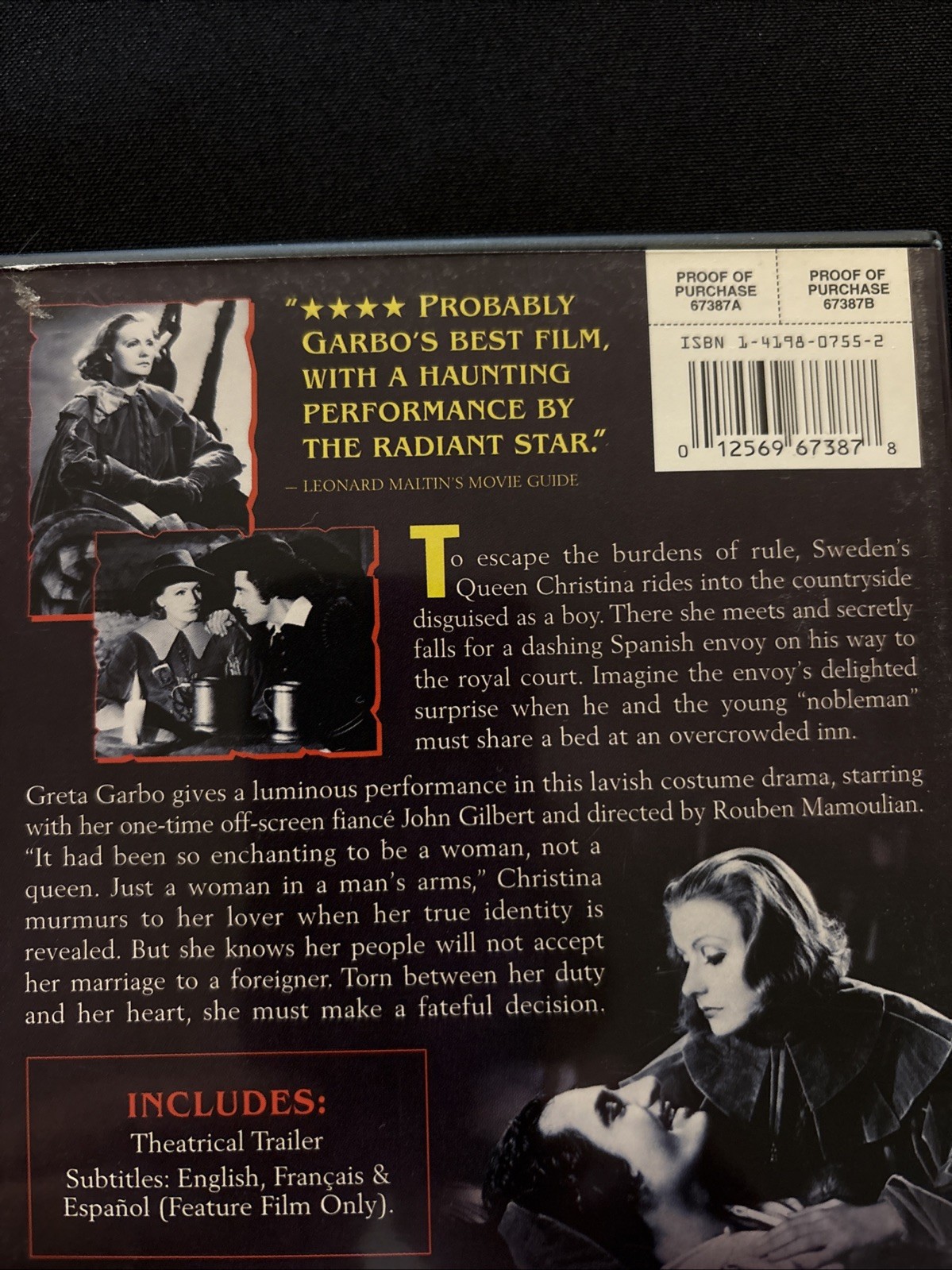 Queen Christina (DVD 1933) John Gilbert, Ian Keith, Lewis Stone, Elizabeth Young