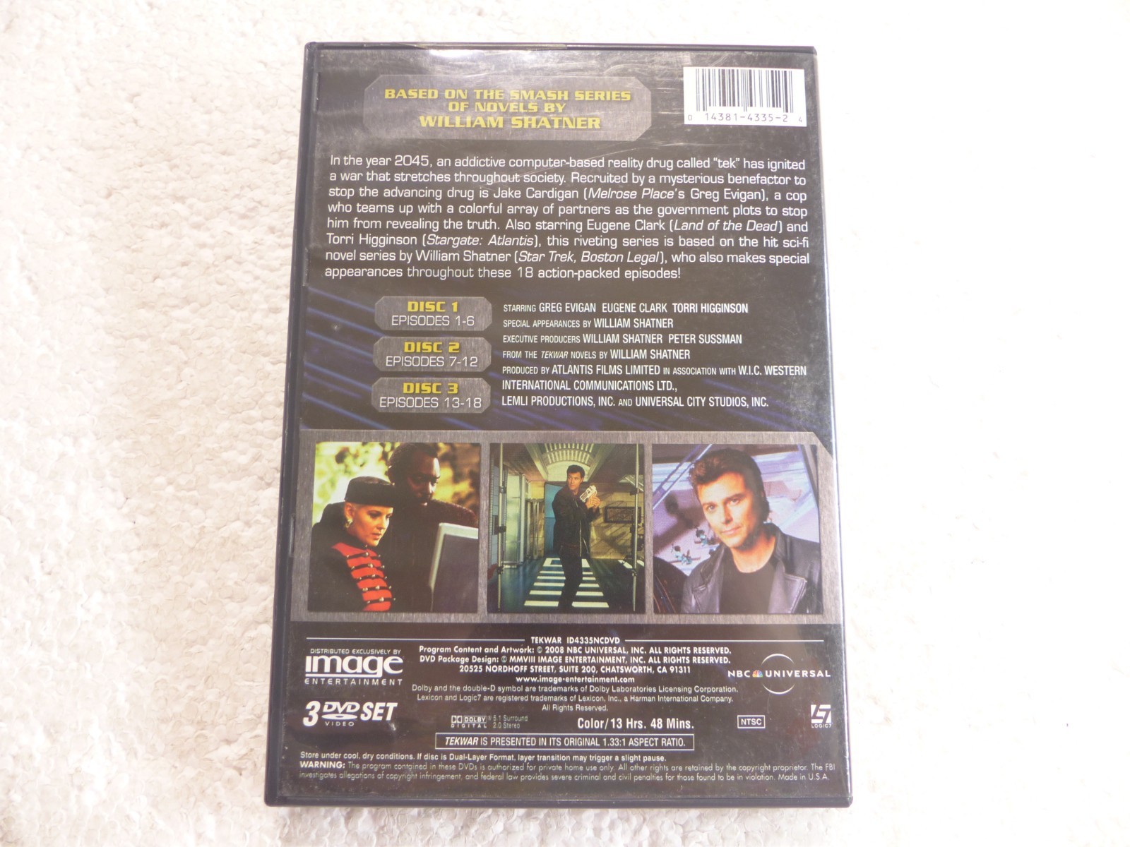 TekWar: The Complete Series (DVD, 2008, 3-Disc Set) 1994 Sci-Fi William Shatner