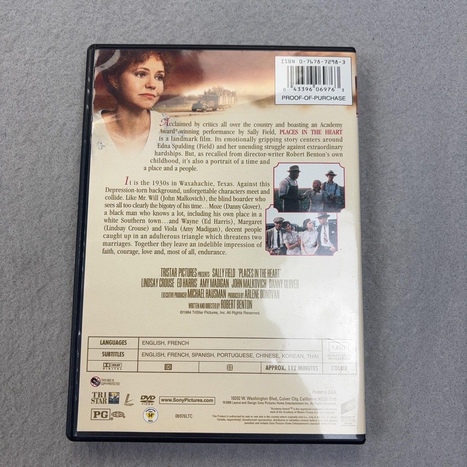 Places In The Heart DVD Sony 984 Sally Field John Malkovich Danny Glover