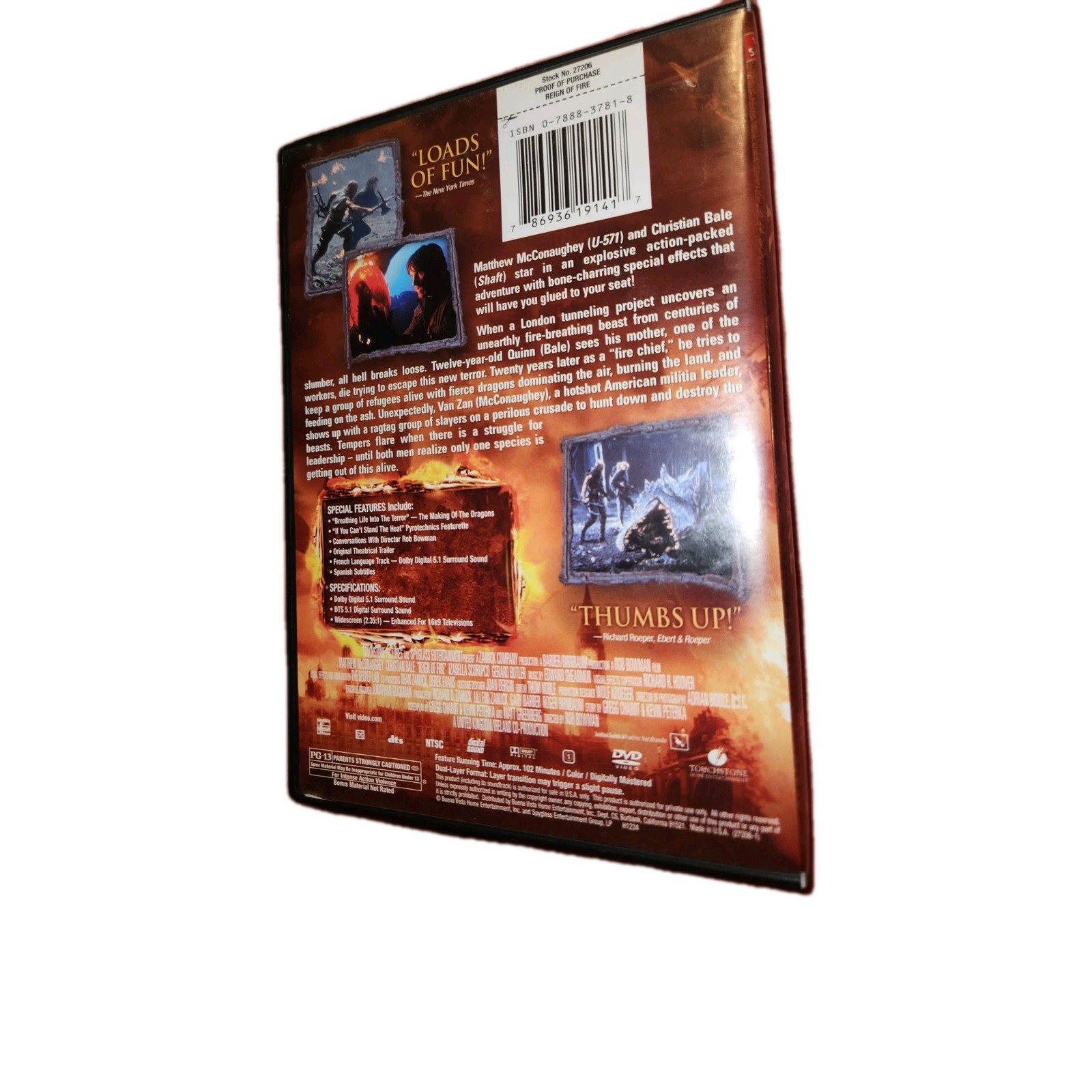 Reign of Fire by Rob Bowman: Used DVD Good