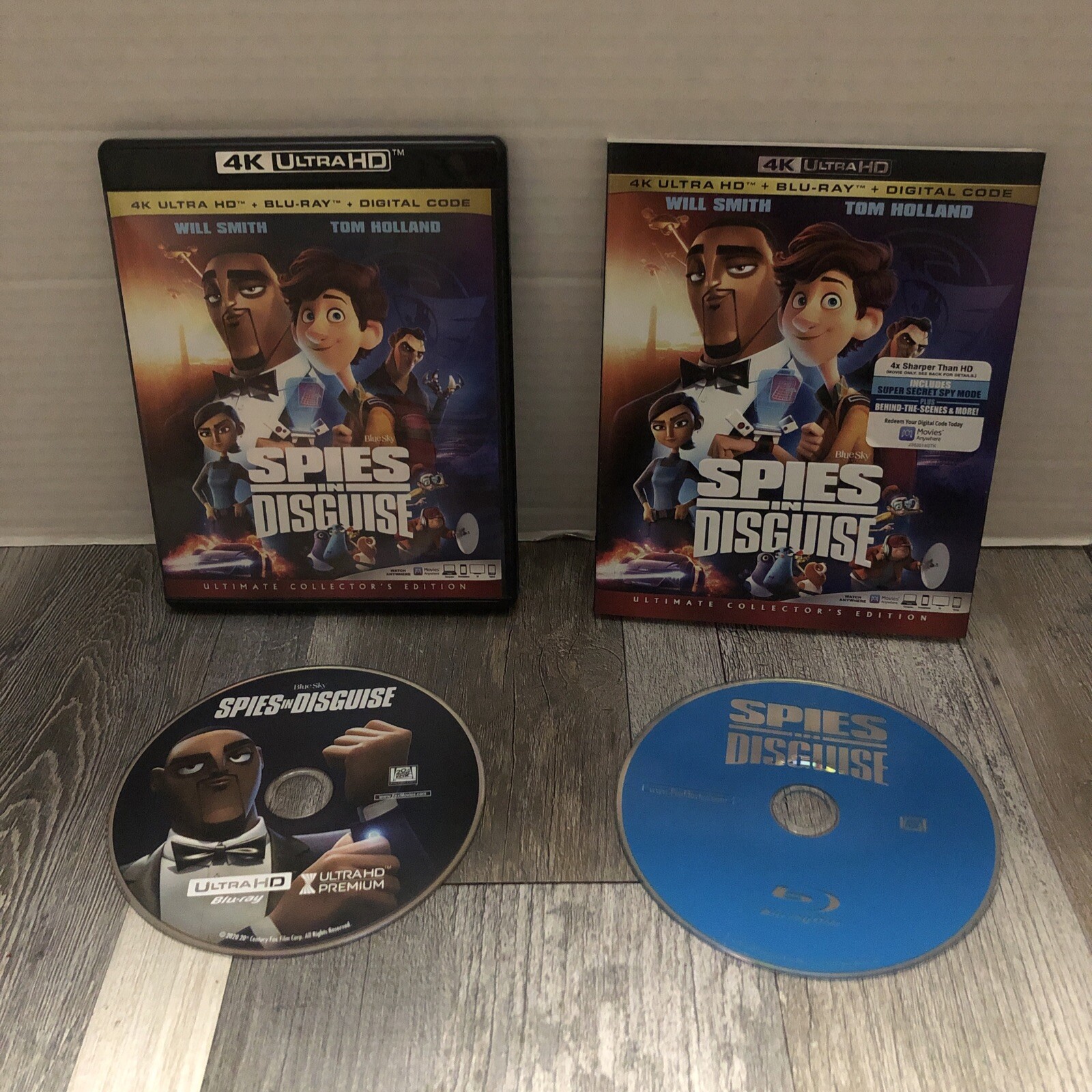 Spies in Disguise 4K UHD + Blu-ray Will Smith Tom Holland Animated w/ Slipcover
