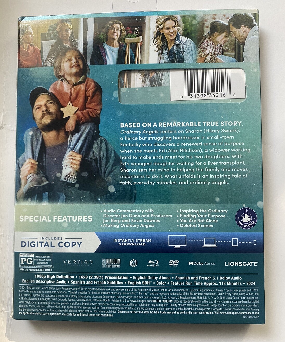 Ordinary Angels ( Blu-ray + DVD + DIGITAL) BRAND NEW + FREE SHIPPING