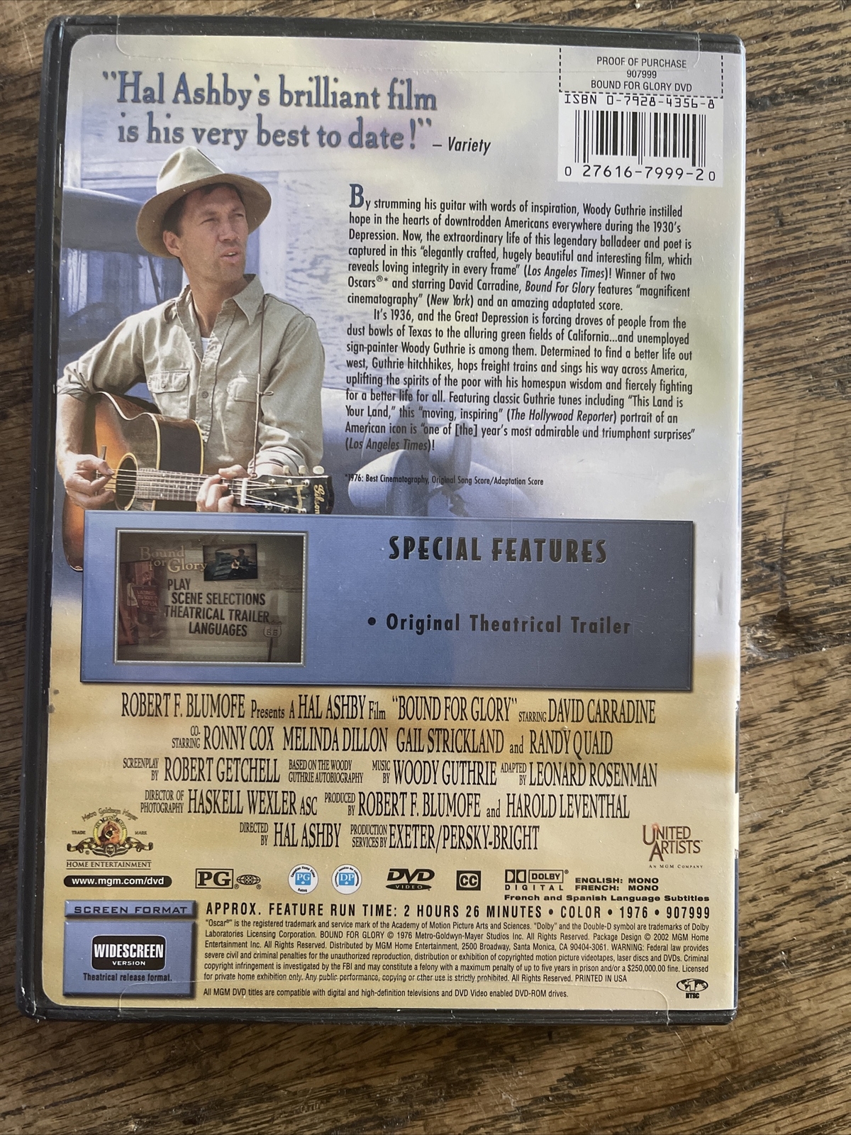 ‘BOUND FOR GLORY’ WOODY GUTHRIE STORY DAVID CARRADINE RONNY COX DVD