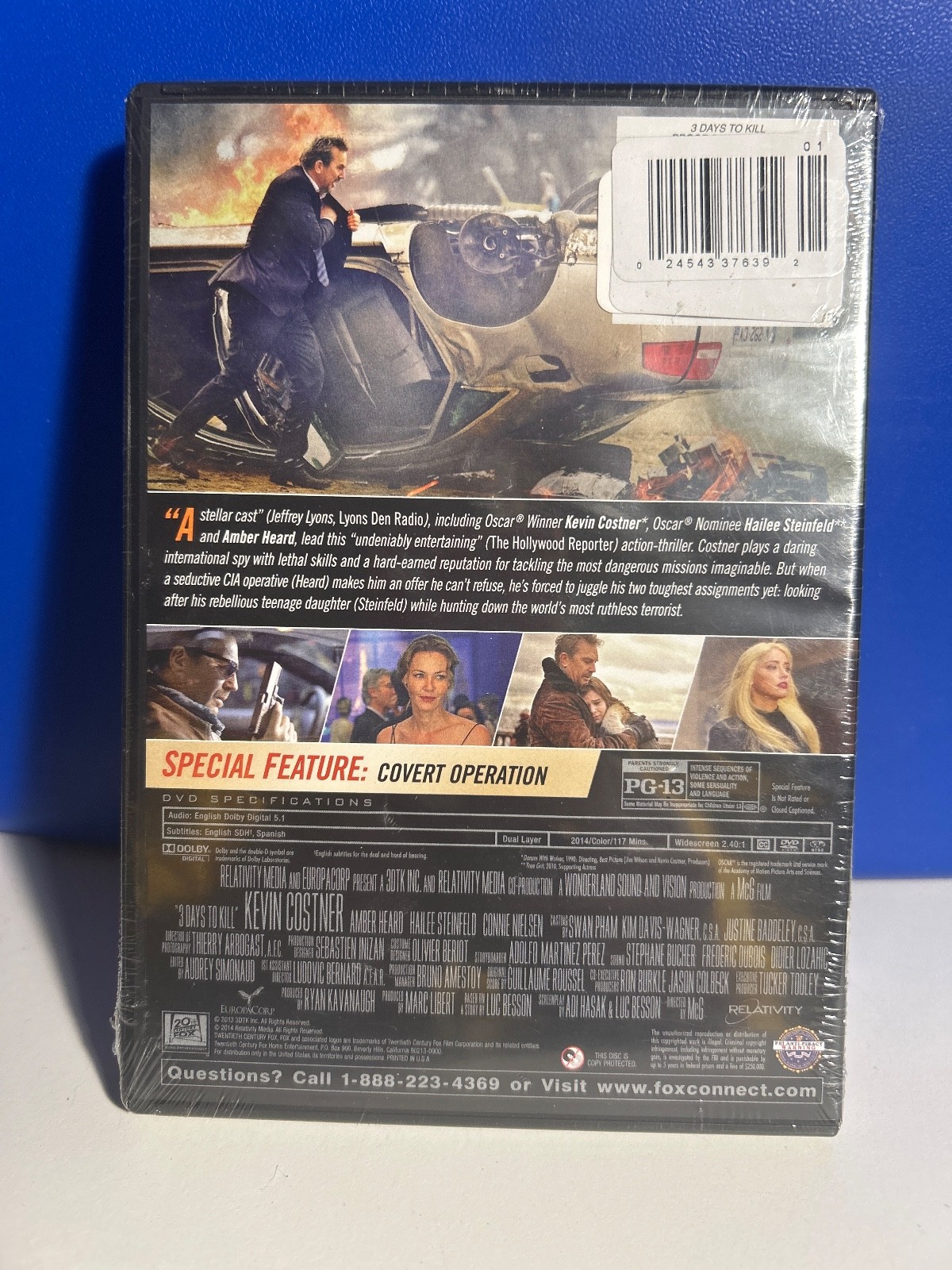 3 Days to Kill (DVD) widescreen………..…………..NEW & FACTORY SEALED!
