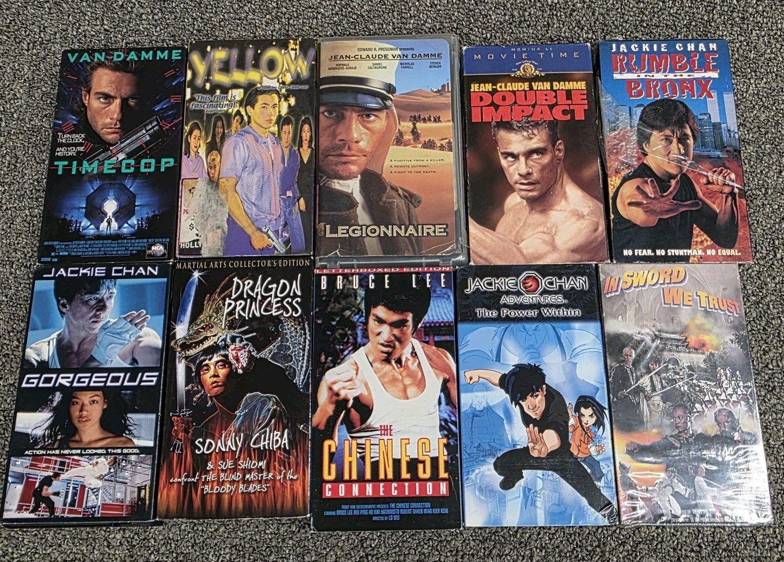 Vintage VHS Movie Lot ( Martial Arts ) Bruce Lee, VAN DAMME, JACKIE CHAN….