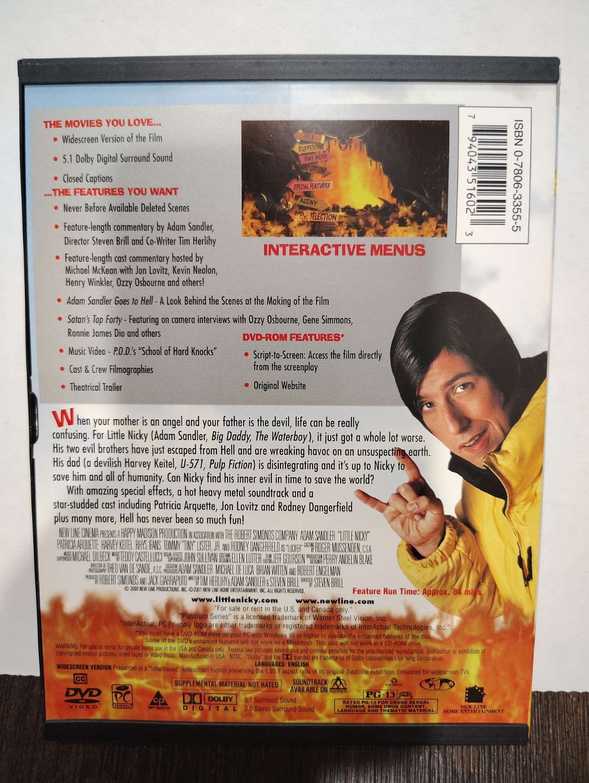Little Nicky (DVD, 2000) Adam Sandler Snap Case.
