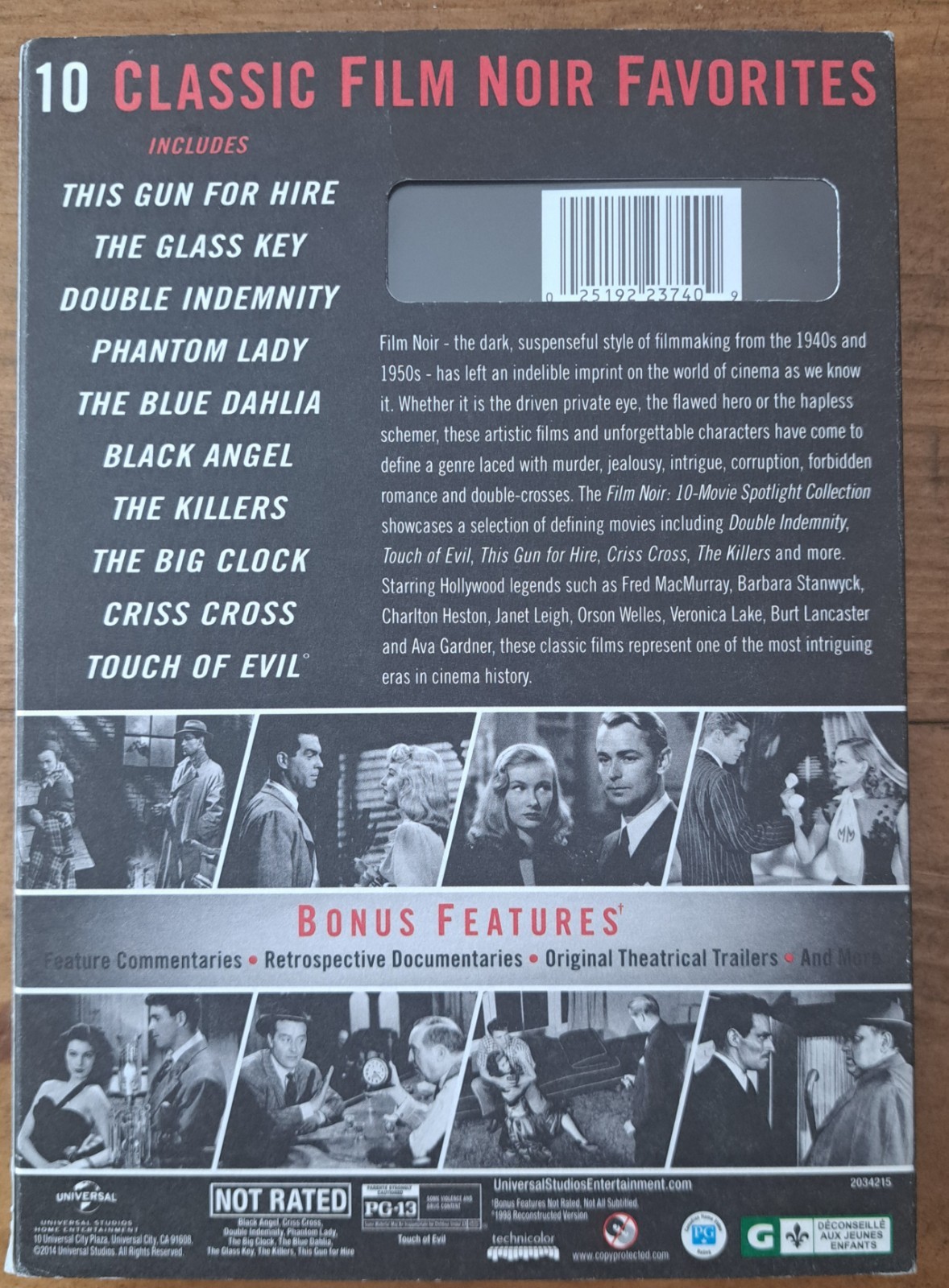 Film Noir 10 Movie Spotlight Collection 6 DVD Set Double Indemnity*Touch of Evil