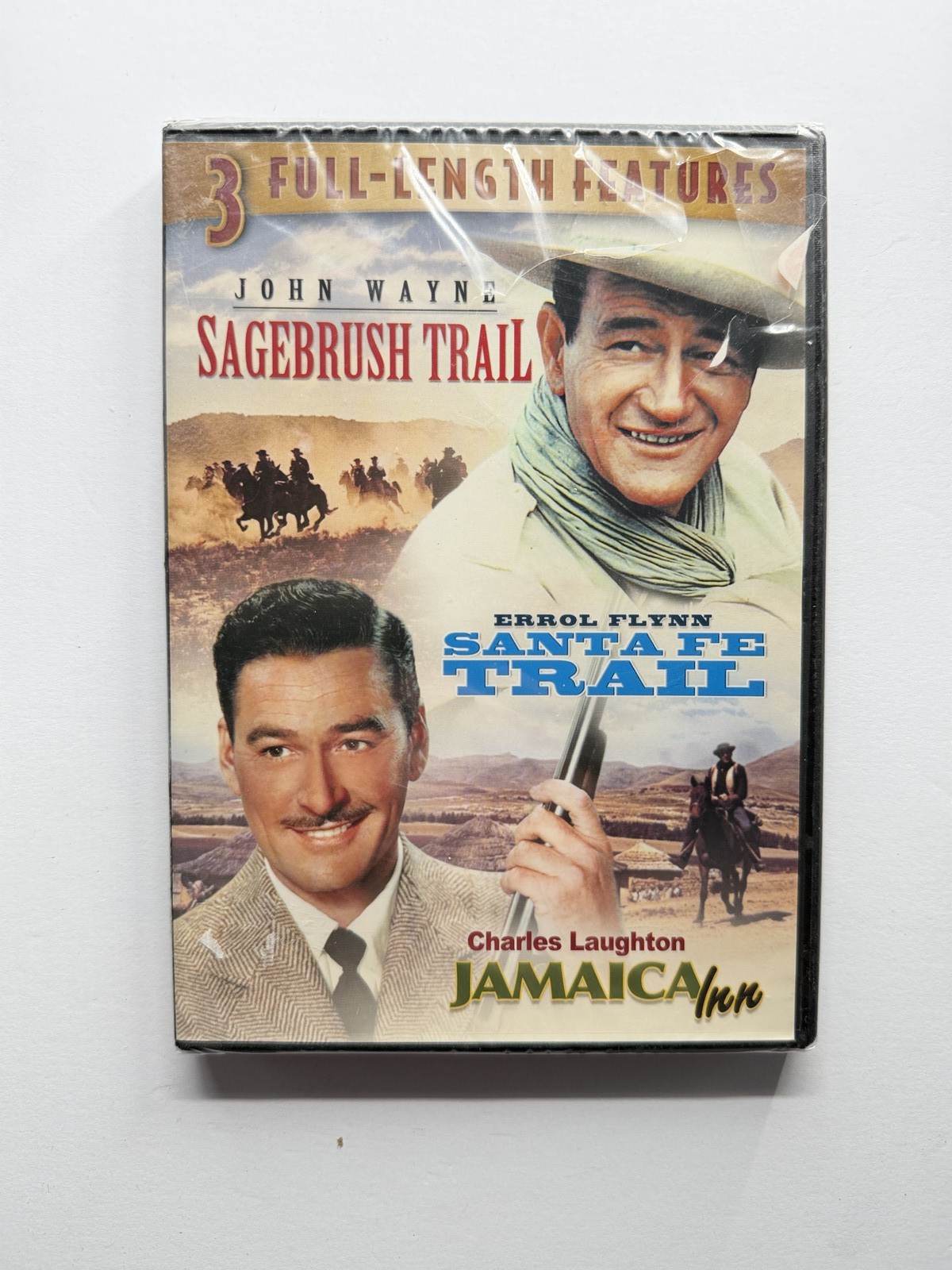 3 Full-Length Features DVD: John Wayne Sagebrush Trail, Errol Flynn Santa Fe