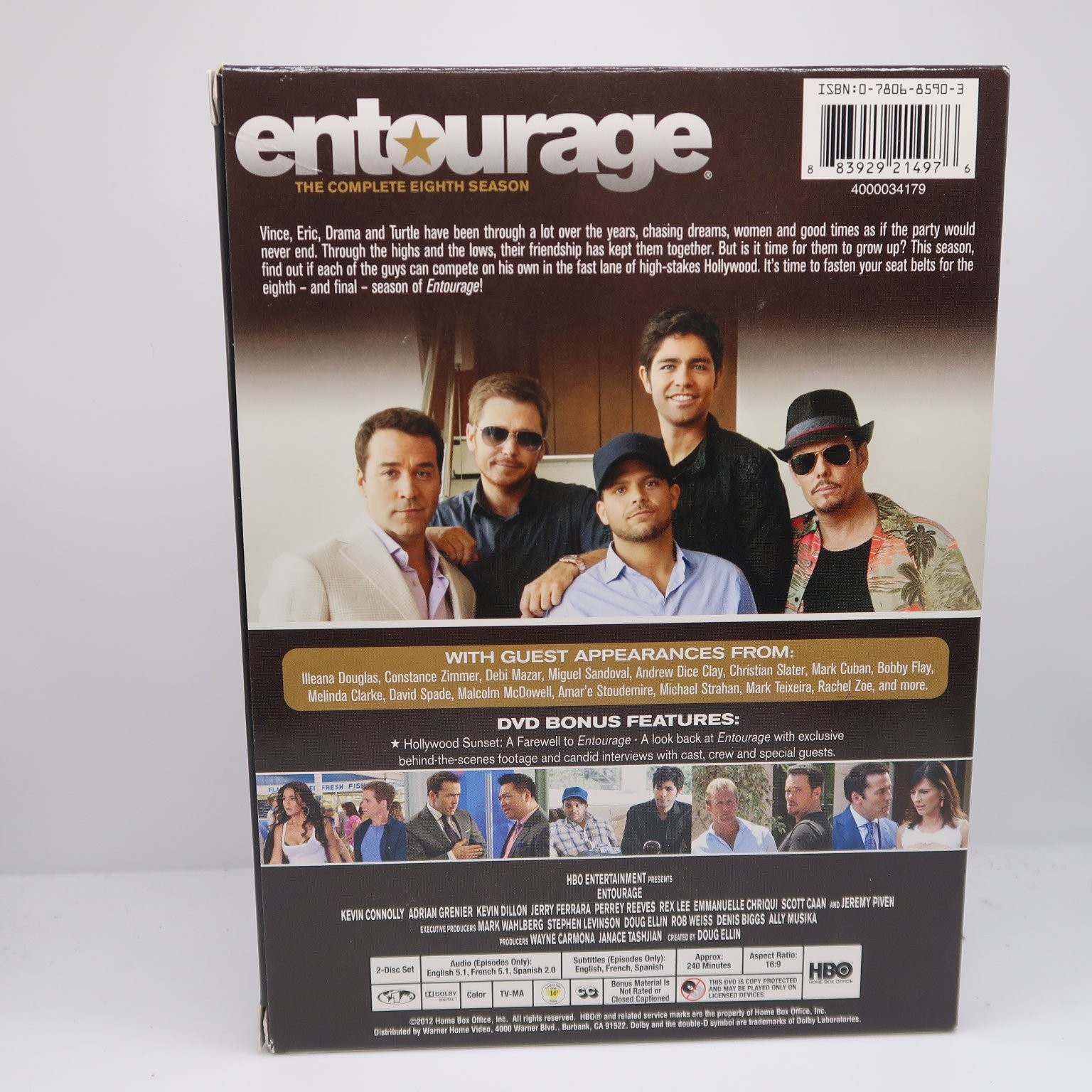 Entourage: The Complete Eighth Season DVD 2012 Adrian Grenier Doug Ellin