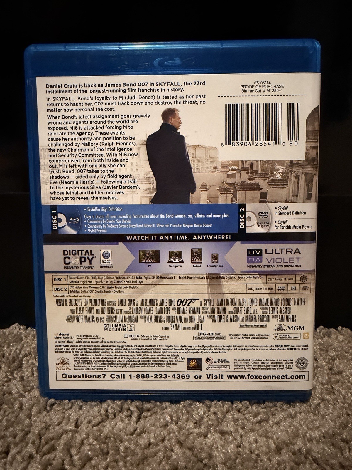 MGM Skyfall 007 James Bond Blu-ray/DVD Digital Copy PG-13 2012