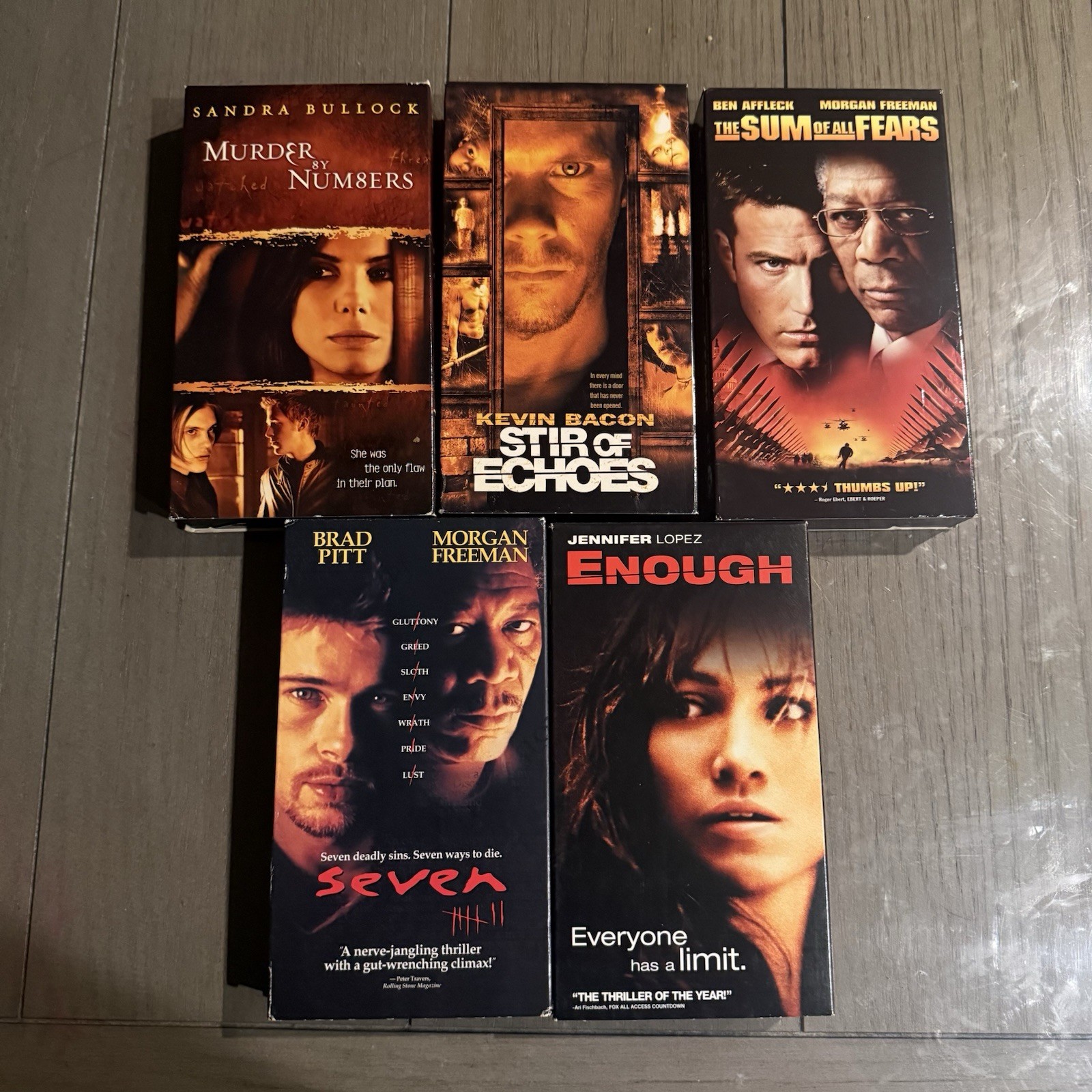 Thriller Horror VHS Lot of 5 Seven Stir of Echoes Murder By Numbers Enough Sum