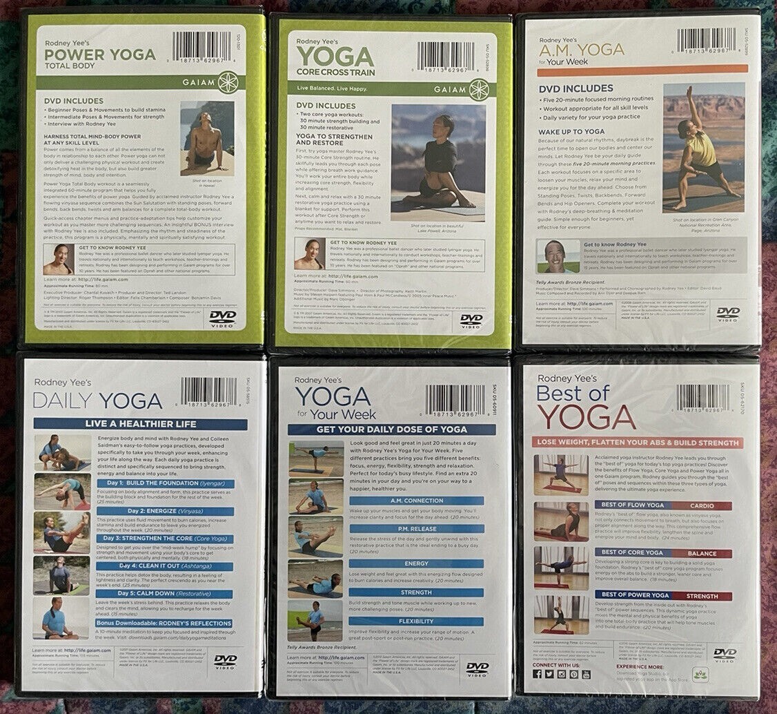 RODNEY YEE Yoga & Fitness Collection – 6 DVD Lot GAIAM **NEW/SEALED** FREE SHIP