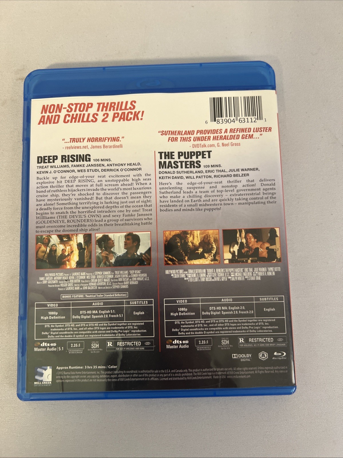 double feature Deep Rising / the Puppet Masters (Blu-ray)