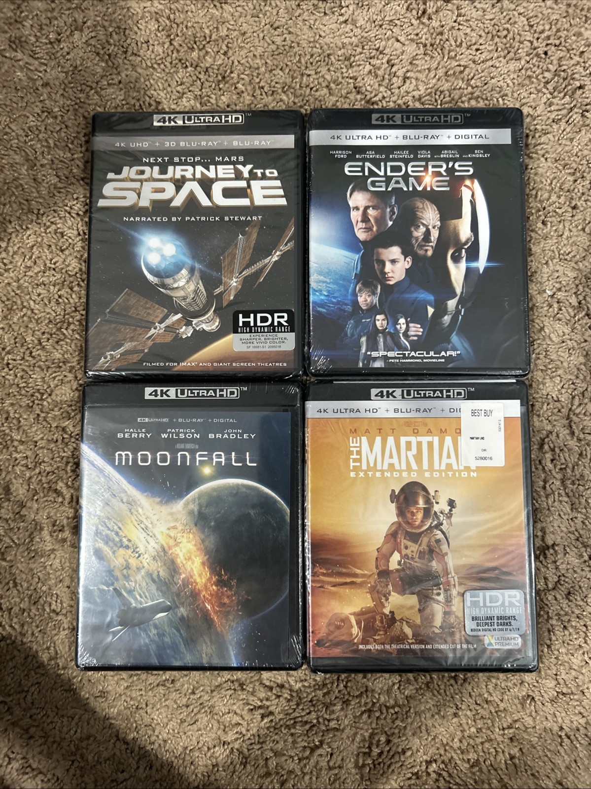 Journey To Space+ Enders Game +The Martian+ Moonfall, New Sealed 4K, Nice Set,