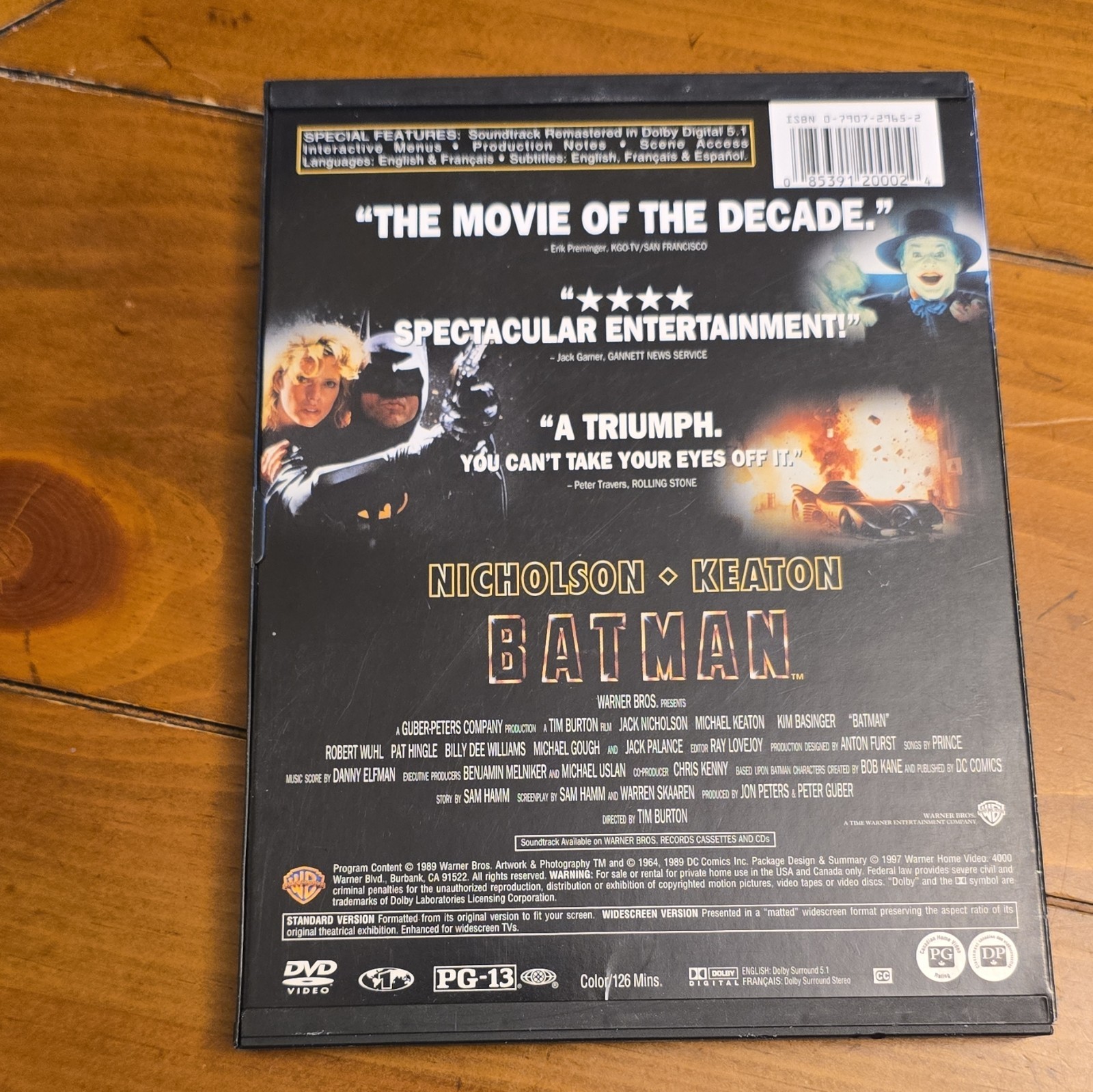 Warner Home Video Batman DVD Widescreen PG-13 1989 Burton Keaton Nicholson