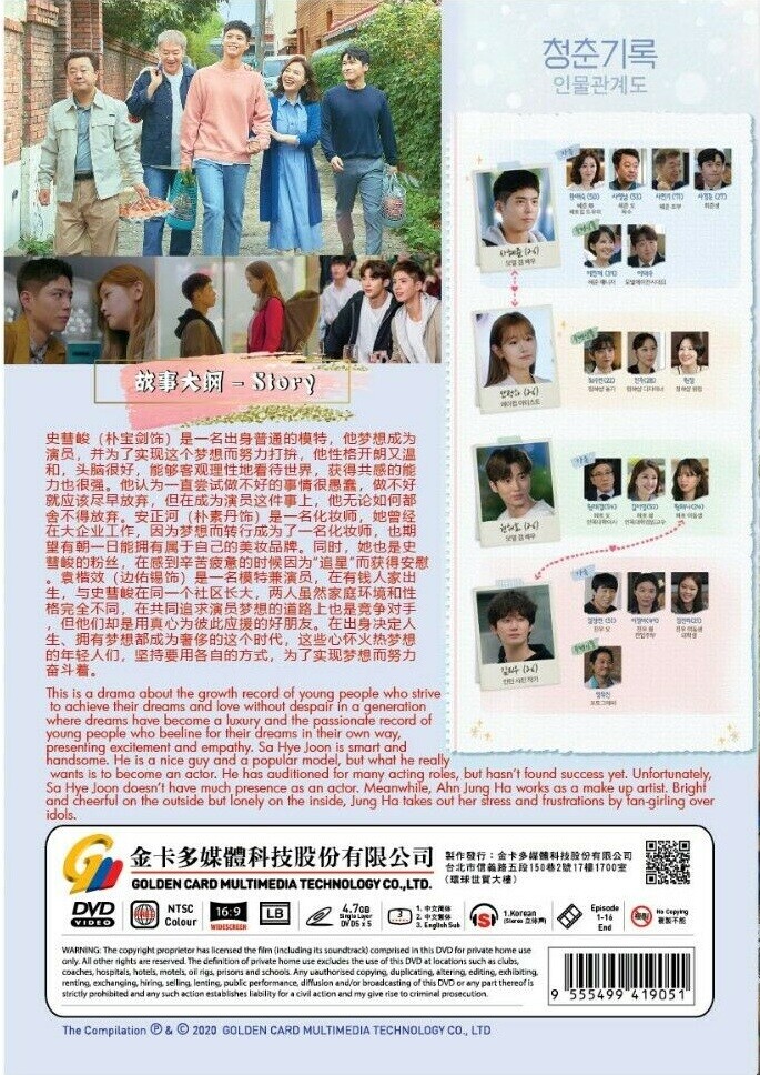 DVD Korean Drama Series Record Of Youth (1-16 End) English Subtitle All Region