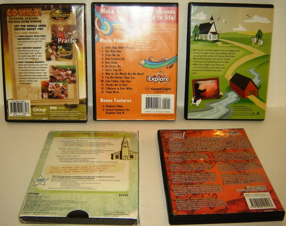 Lot of 5 VBS Overview Children’s Ministry, Gospel Light, Treasure Quest, DVD SET
