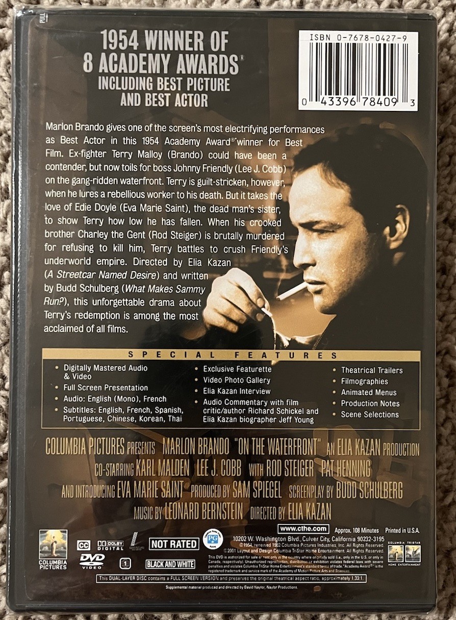 On the Waterfront (DVD, 1954) Marlon Brando, Karl Malden – Brand New!!!