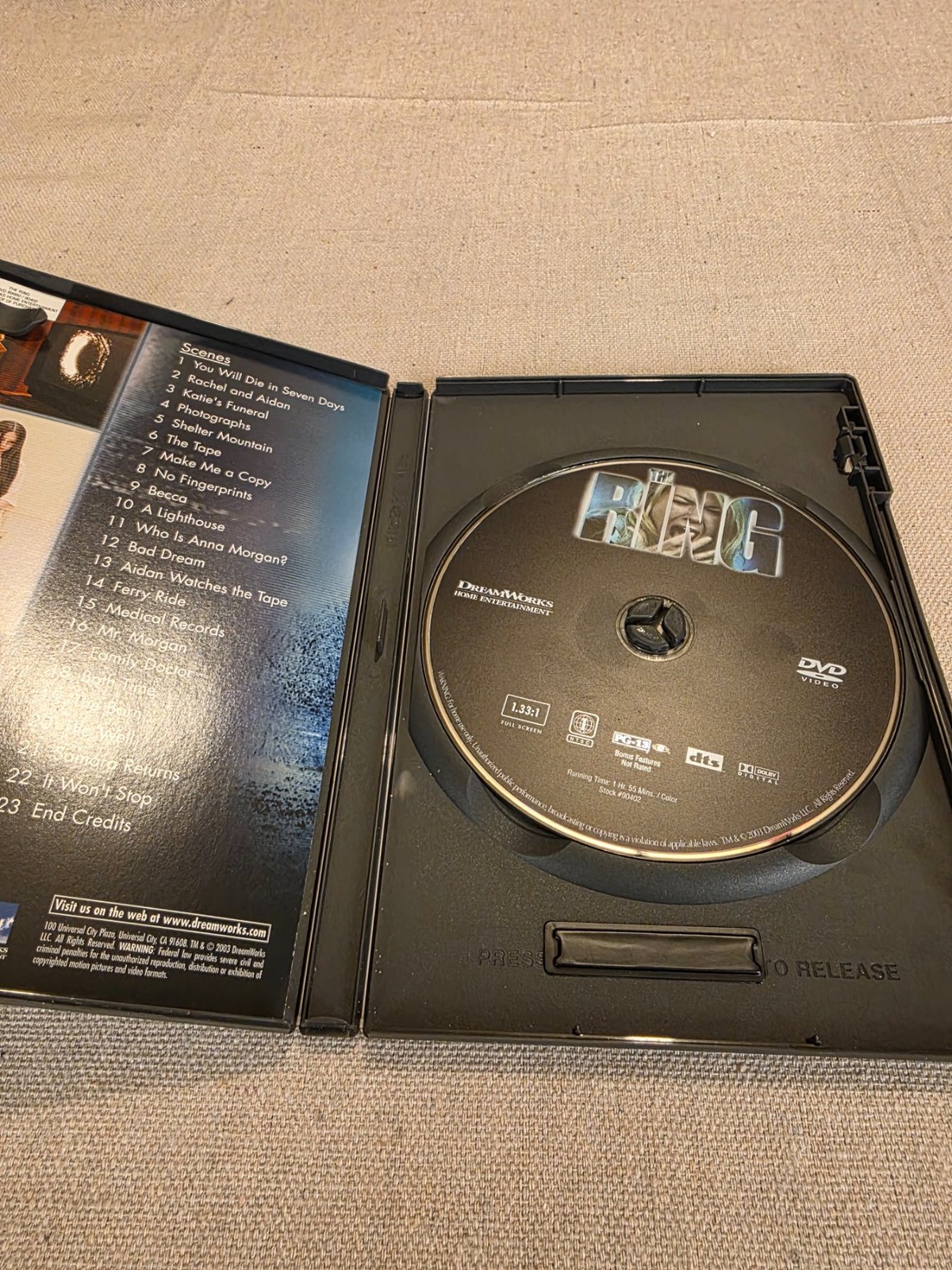 The Ring DVD 2003 Full Screen Horror Thriller Naomi Watts