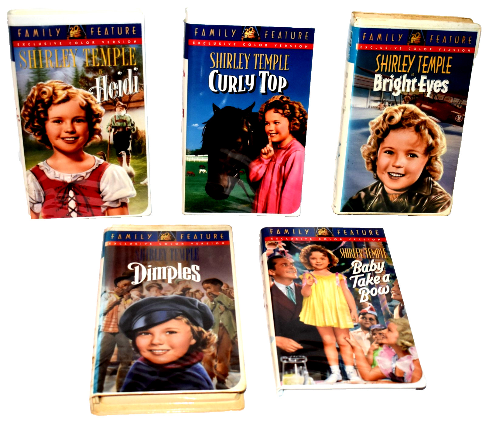 Lot Of 5 VHS Tapes Shirley Temple Bright Eyes Dimples Heidi Curly Top Baby Bow