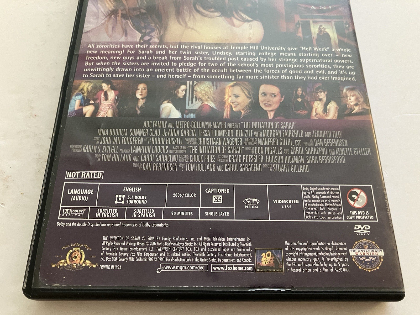 THE INITIATION OF SARAH DVD 2006 SUMMER GLAU MIKA BOOREM MORGAN FAIRCHILD REMAKE