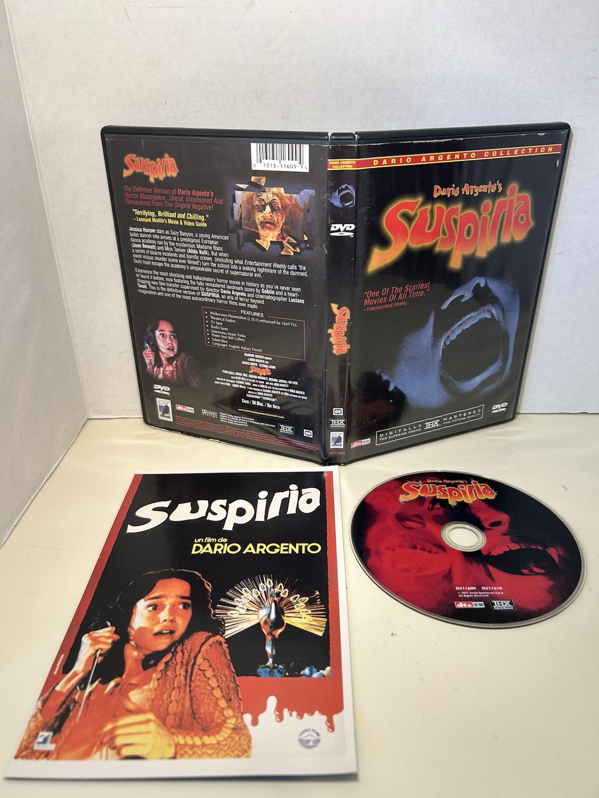 Horror DVD Movie Suspiria Dario Argento Anchor Bay 1977 2001 Release