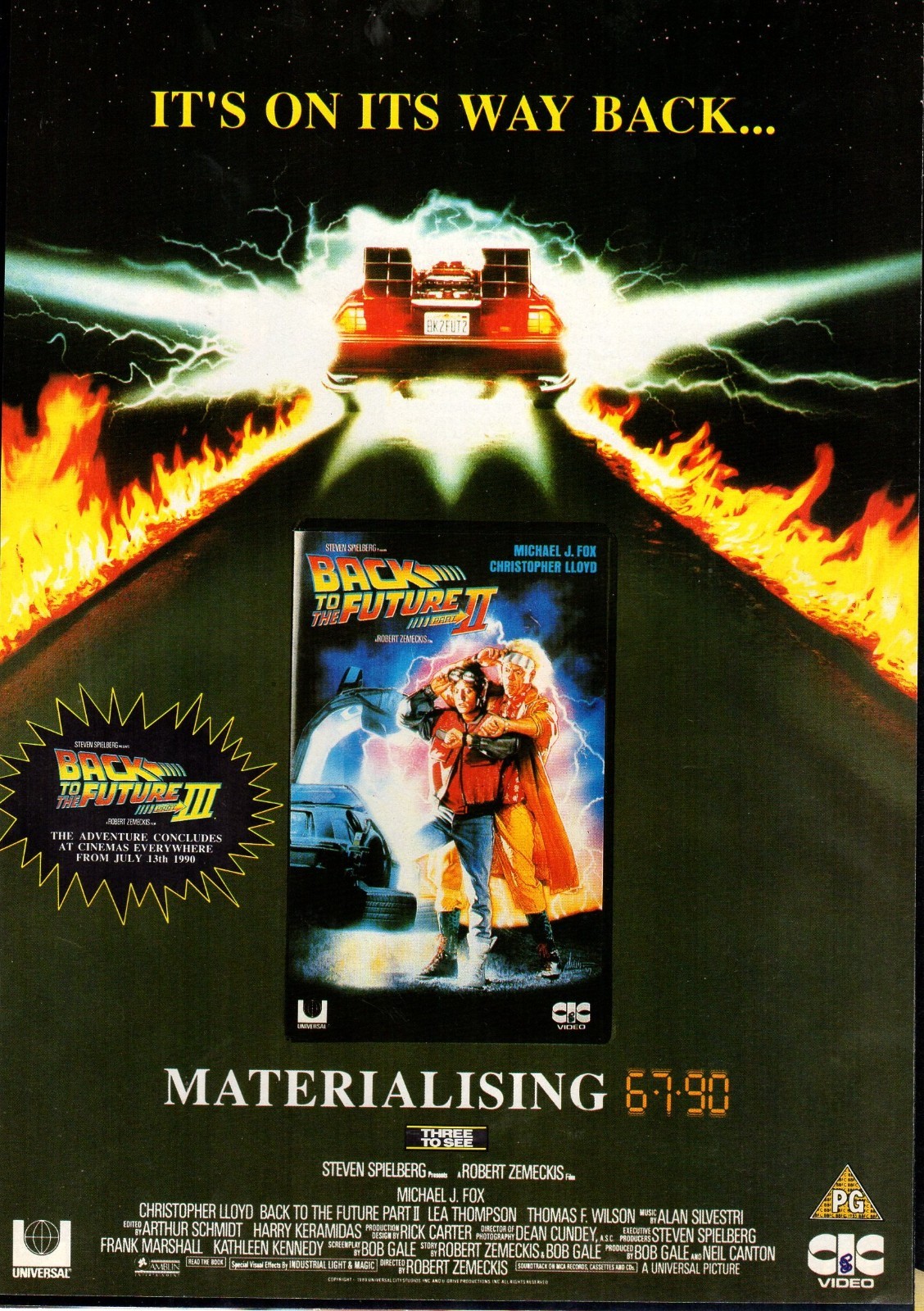 11.5 x 8 Video Advert Back to the Future Michael J Fox CIC Video Advert