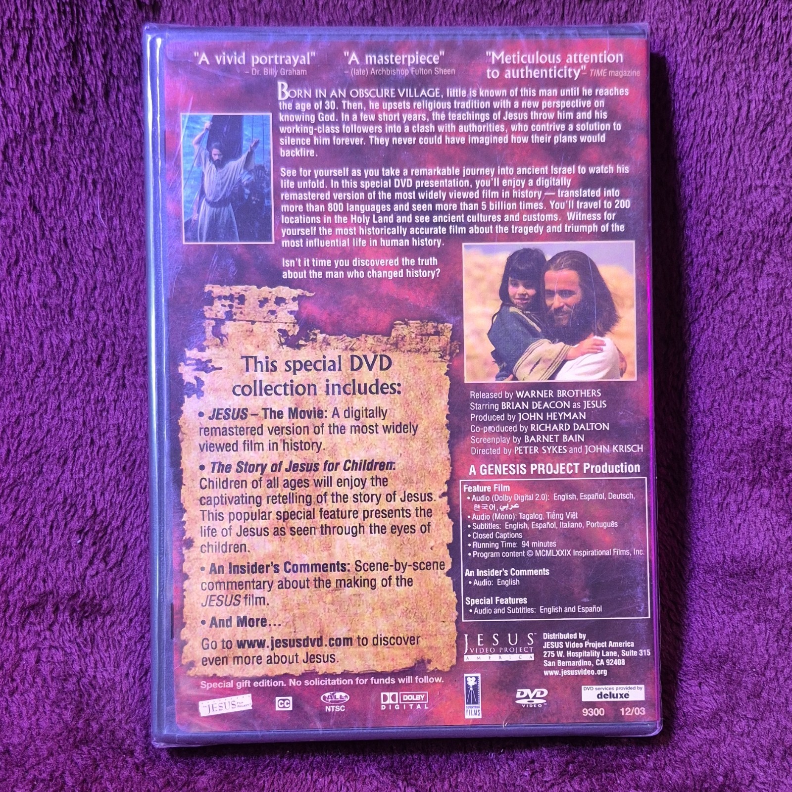 Warner Brothers Jesus Digitally Remastered DVD Faith-Based Drama Brian Deacon
